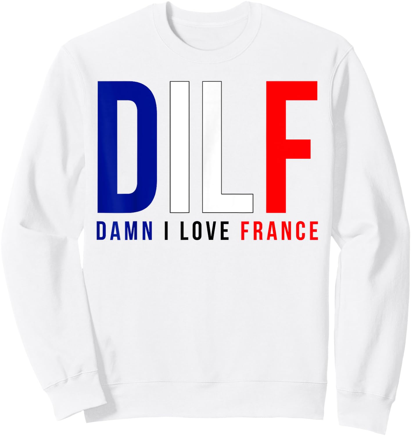 Damn I Love France Funny Adult Quote France Enthusiasts DILF Sweatshirt - Sweatshirt | White