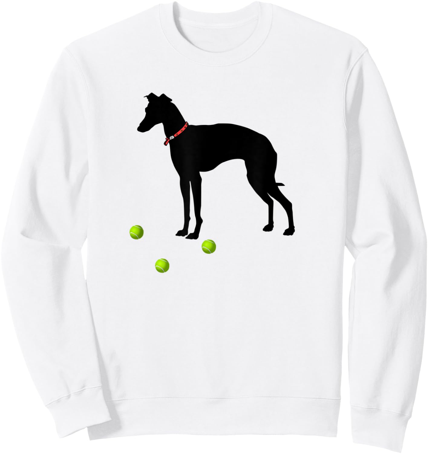 Italian Greyhound Dog Plays Fetch Yellow Tennis Balls Gift Men Women Kids Sweatshirt - Sweatshirt | White
