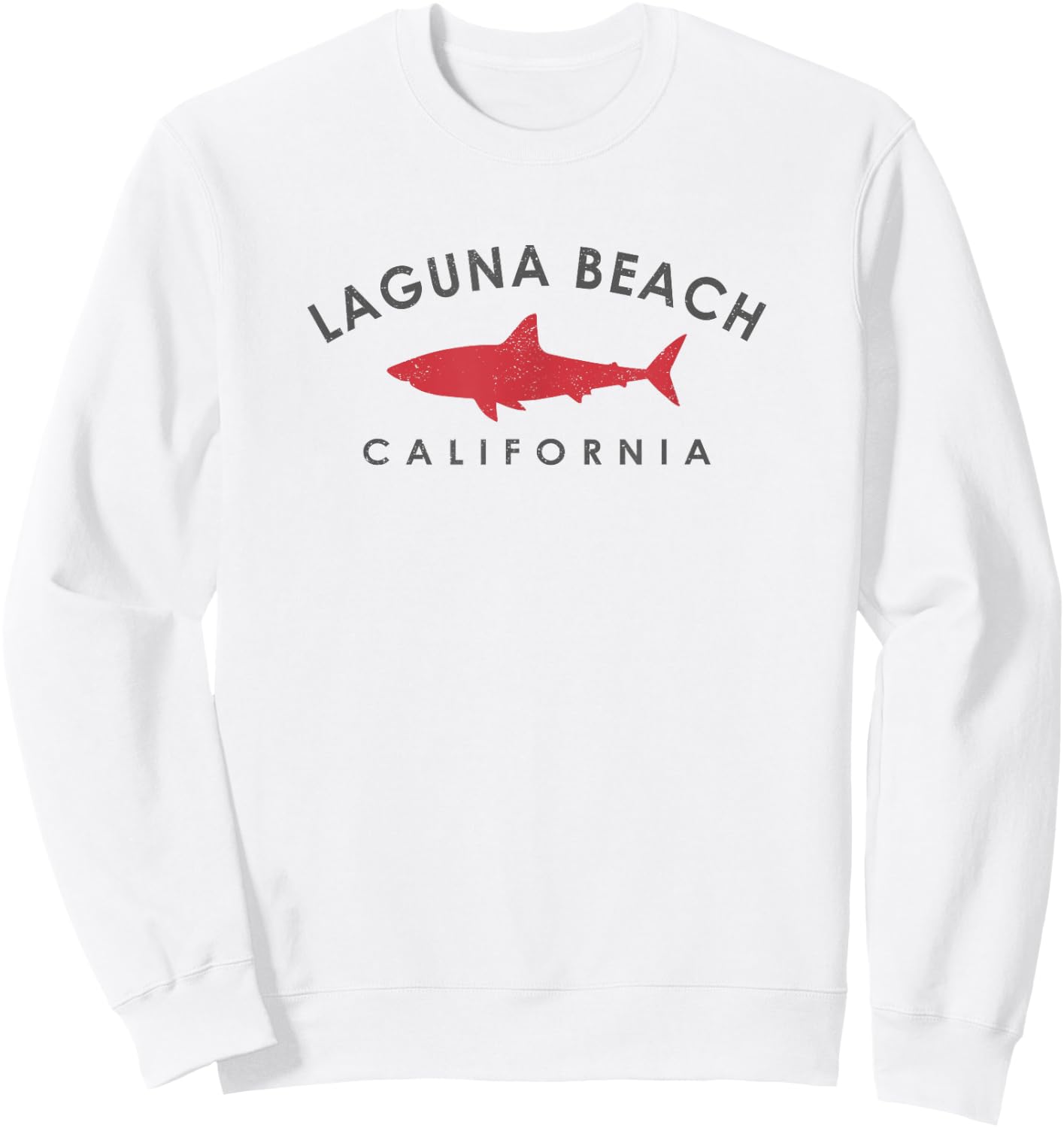 Laguna Beach California Shark Souvenir Vintage Sweatshirt - Sweatshirt | White