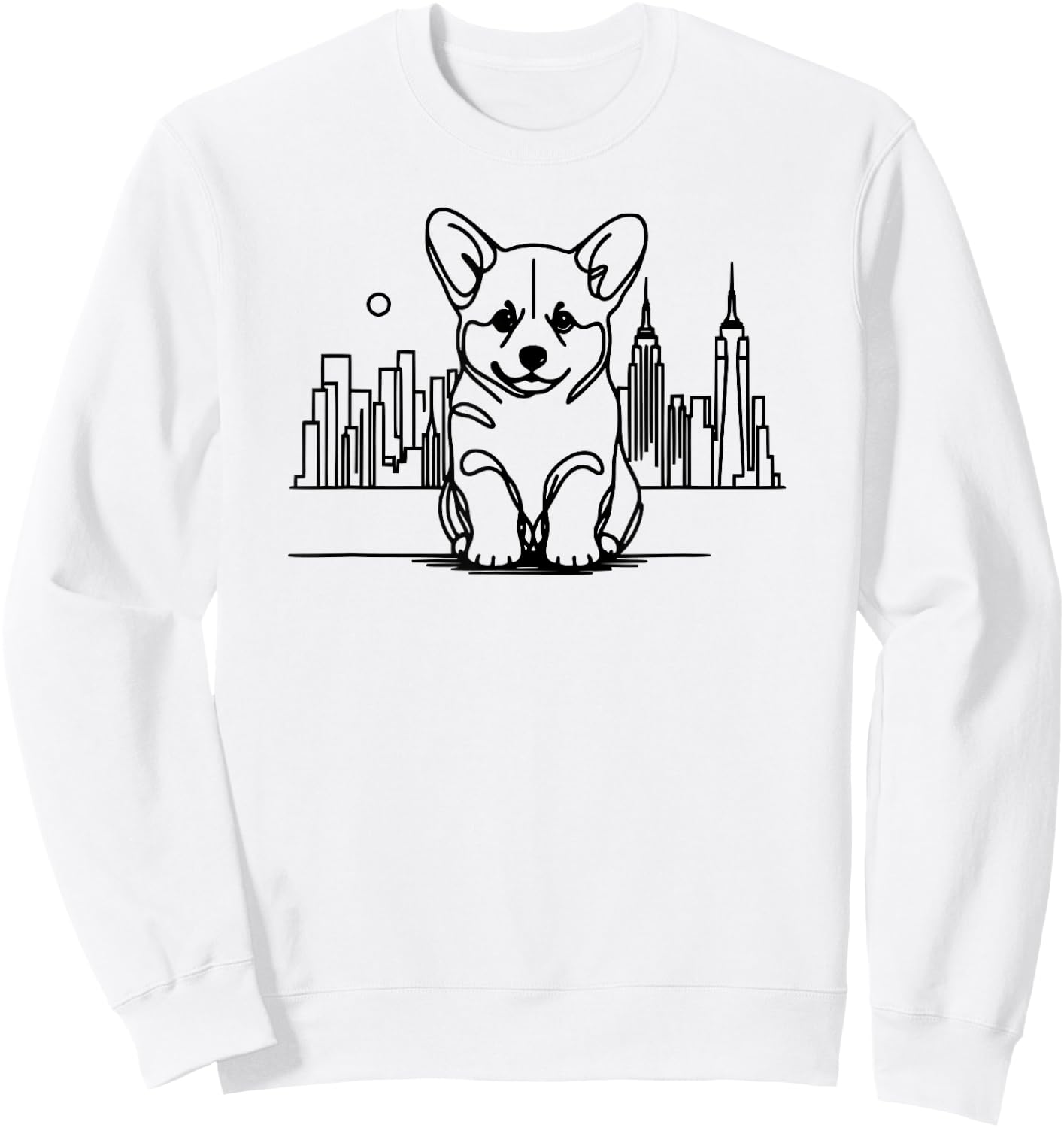 Welsh Corgi dog in New York City gifts, NYC skyline art Sweatshirt - Sweatshirt | White