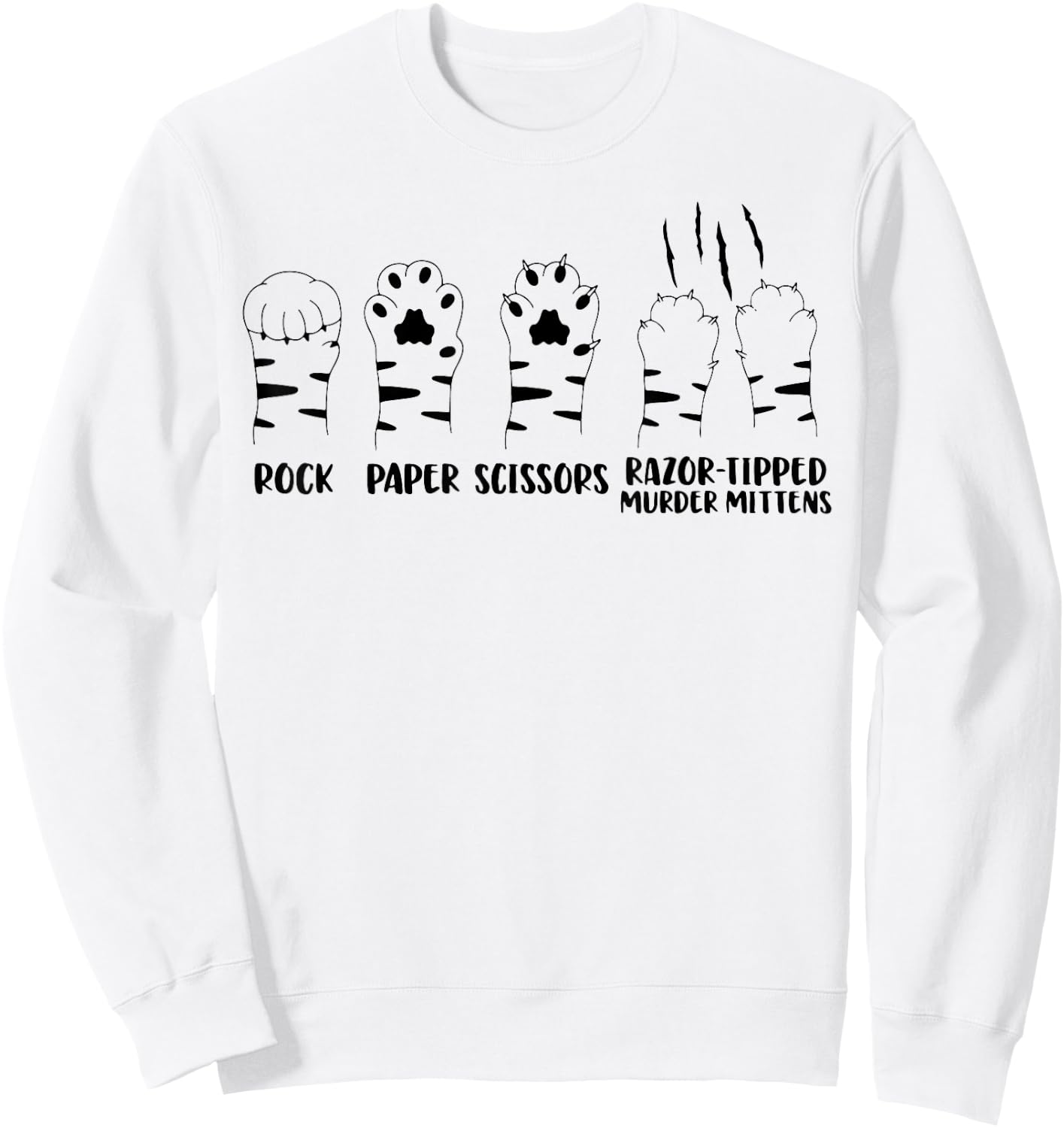 Cat Paw Rock Paper Scissors Razor Tipped Murder Mittens Men Women Sweatshirt - Sweatshirt | White