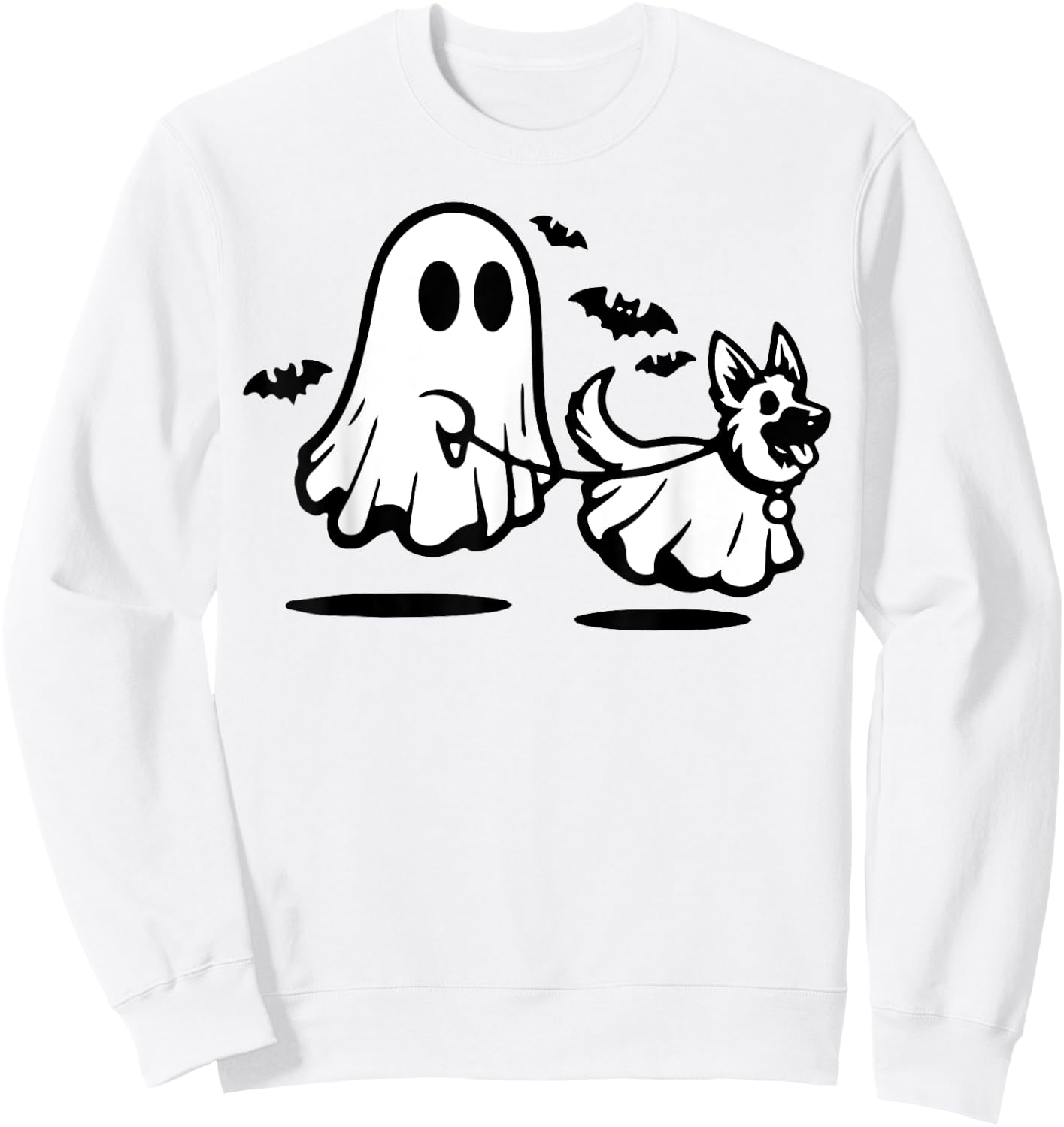 German Shepherd Ghost Walking Dog Sweatshirt - Sweatshirt | White