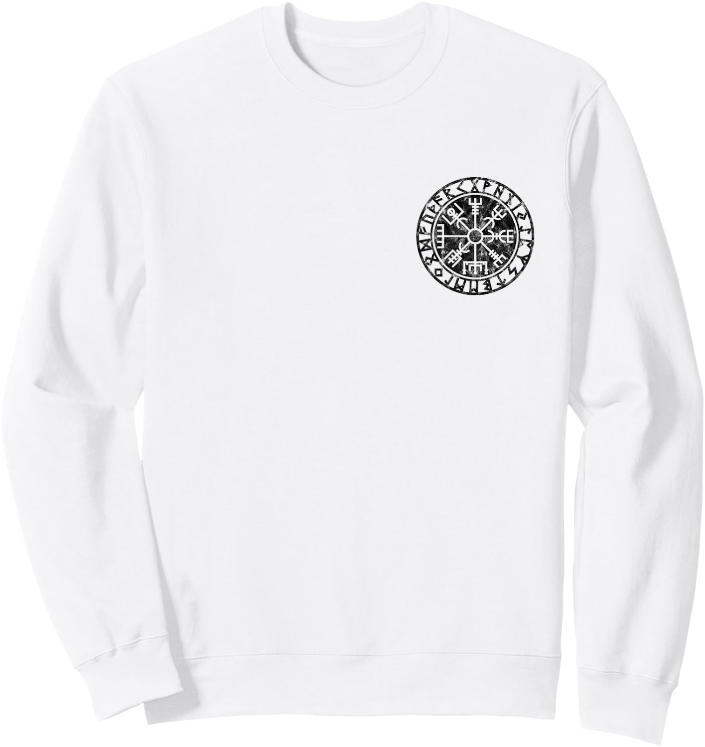 Vegvisir, Viking, rune circle, Nordic, symbol, Odin, Thor Sweatshirt - Sweatshirt | White