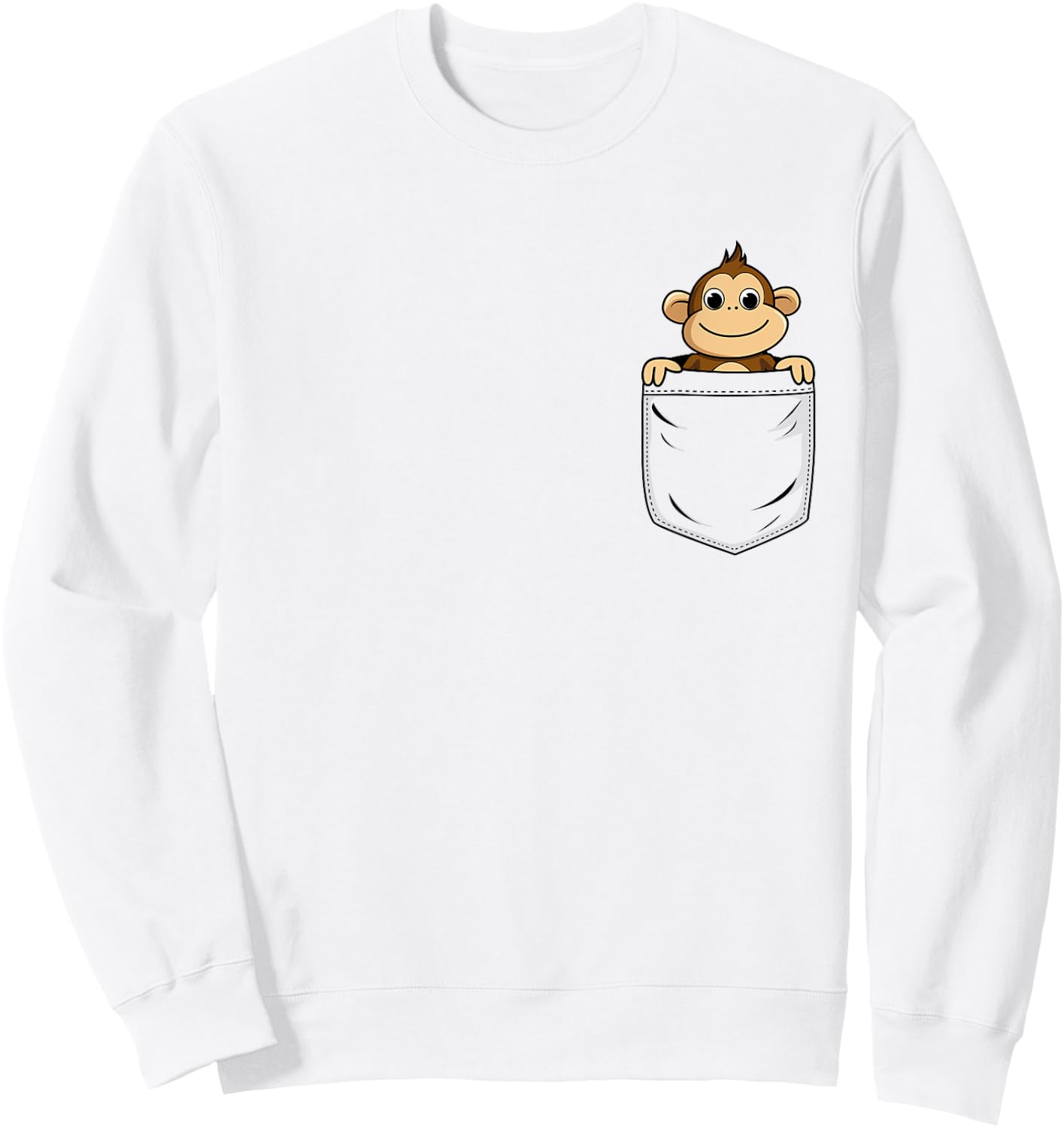 Monkey Lovers Cute Funny Monkey In Pocket Sweatshirt - Sweatshirt | White