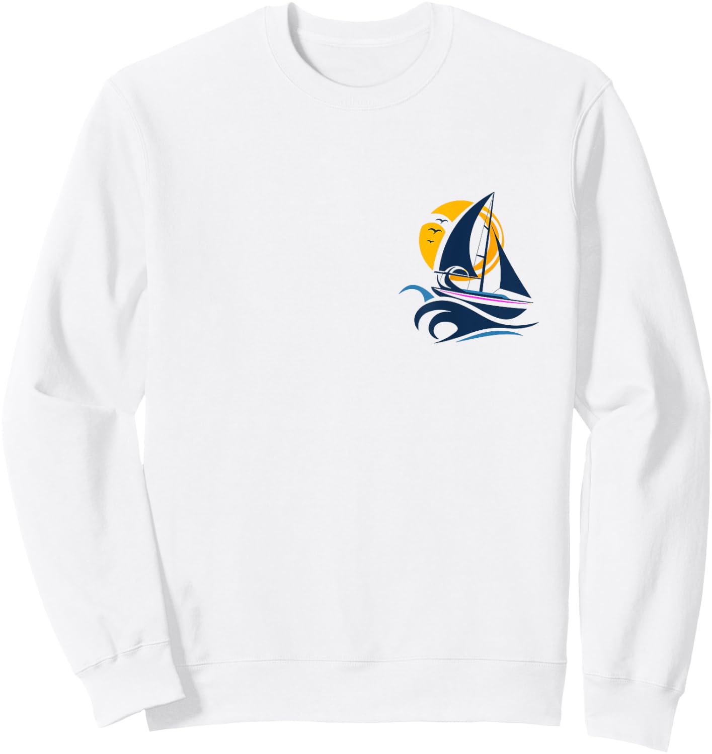 Graphic Sail Boat Sweatshirt - Sweatshirt | White