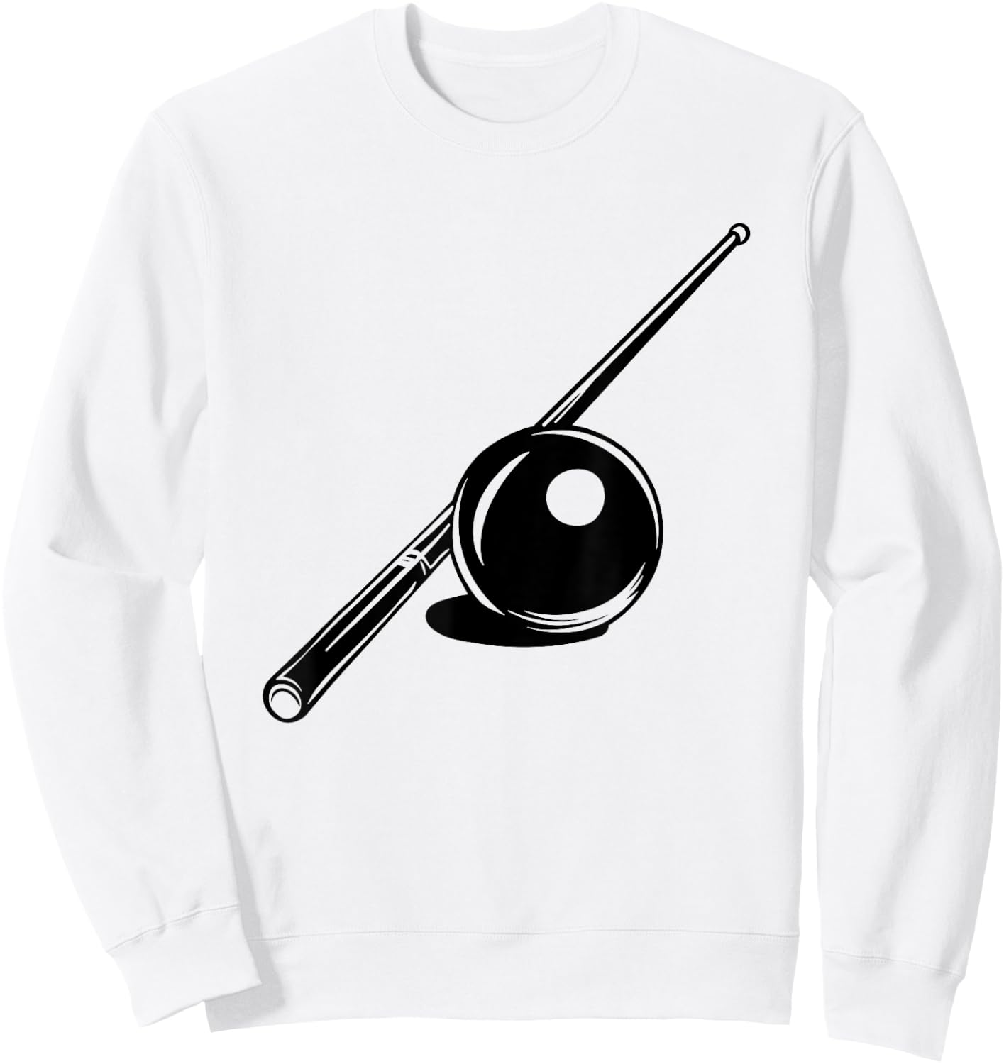Billiard Ball and Cue Stick Sketch Carom Billiards Sweatshirt - Sweatshirt | White