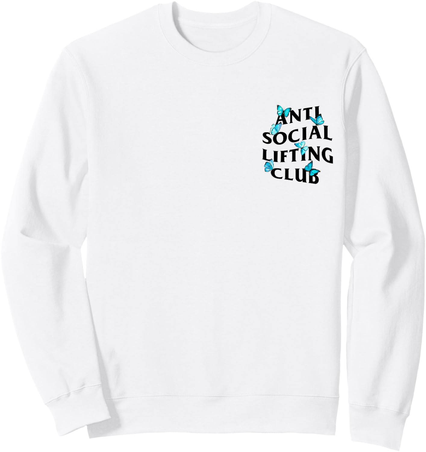 Anti Social Lifting Club with butterflies Sweatshirt - Sweatshirt | White