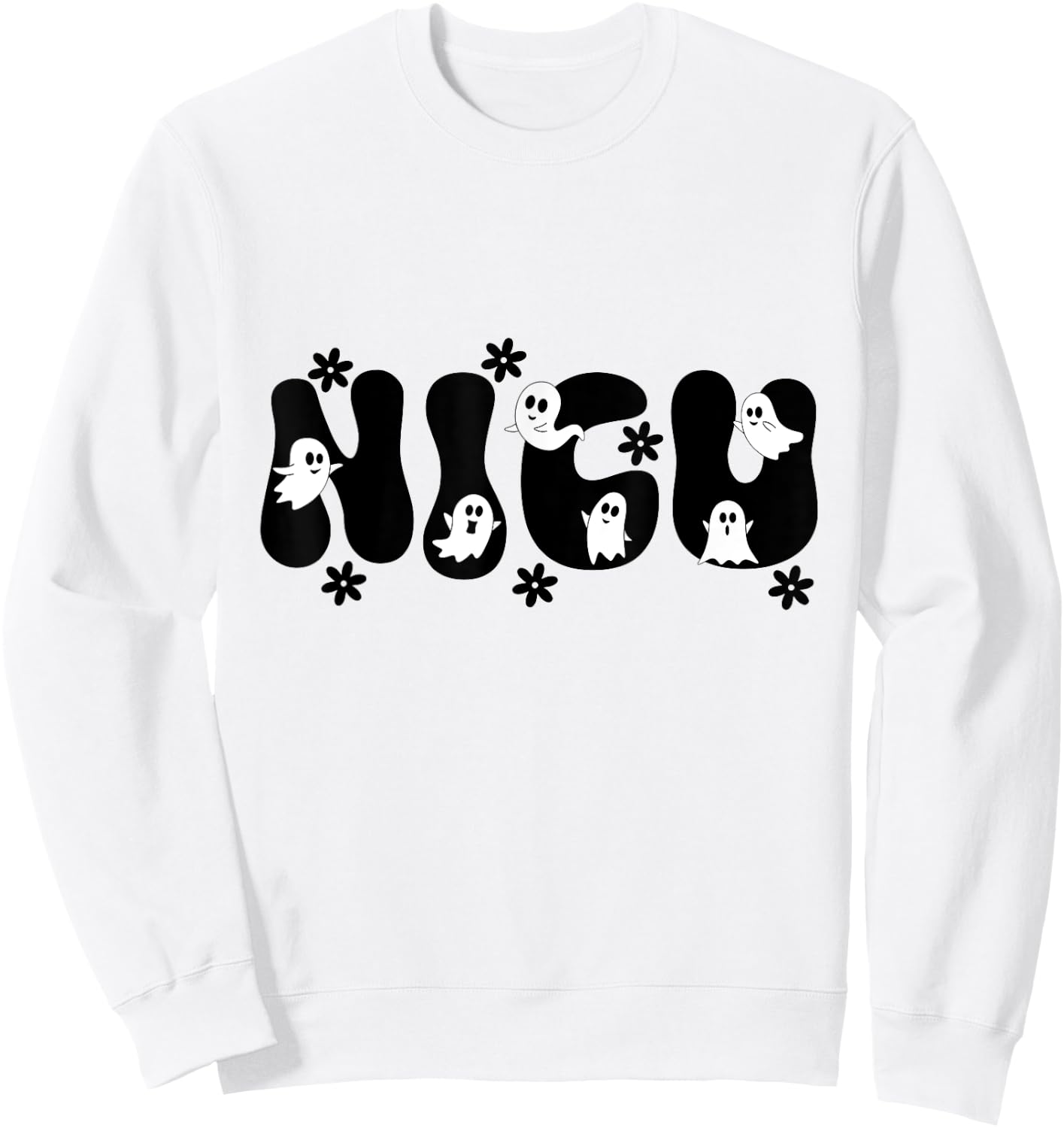 Groovy NICU Nurse Halloween Ghost Boo Boo Crew Night shift Sweatshirt - Sweatshirt | White