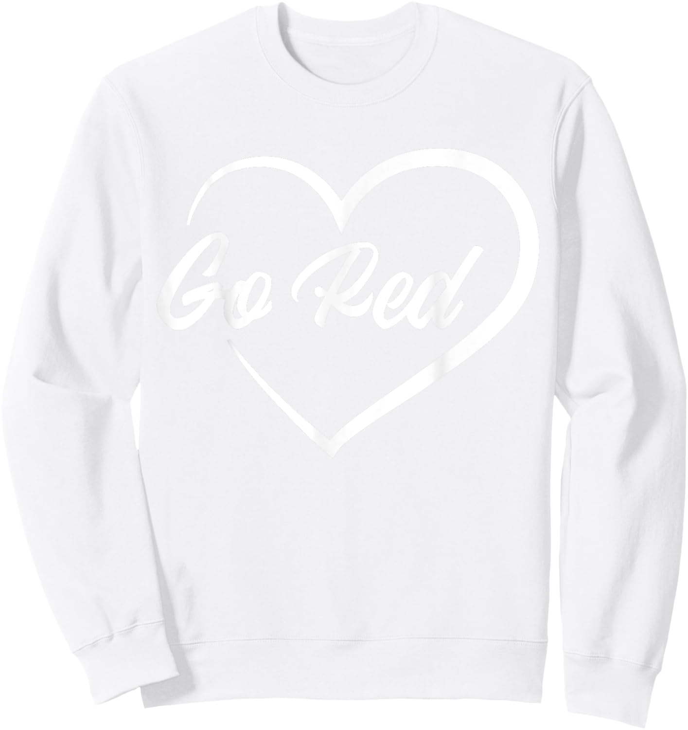February Heart Disease Awareness Month Red Heart American Sweatshirt - Sweatshirt | White