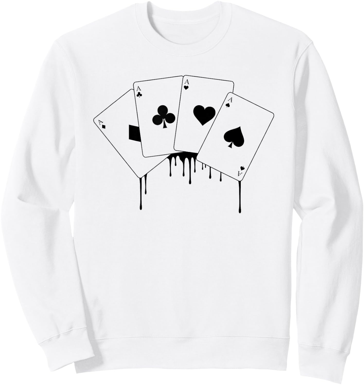 Vintage Hearts Spades Diamonds Clubs Graphic Casino Poker Sweatshirt - Sweatshirt | White