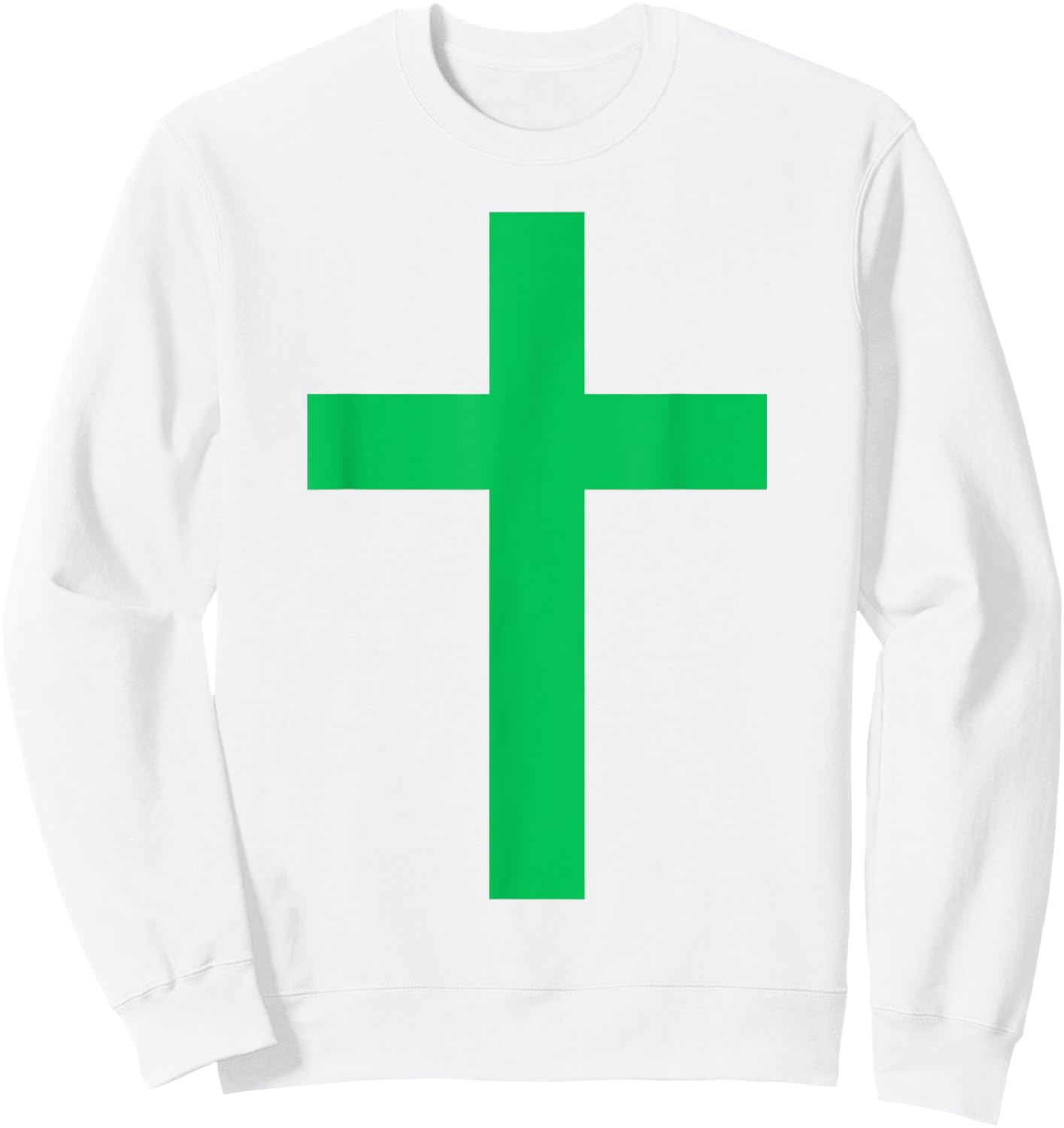 Green Christian Jesus Cross White Sweatshirt - Sweatshirt | White