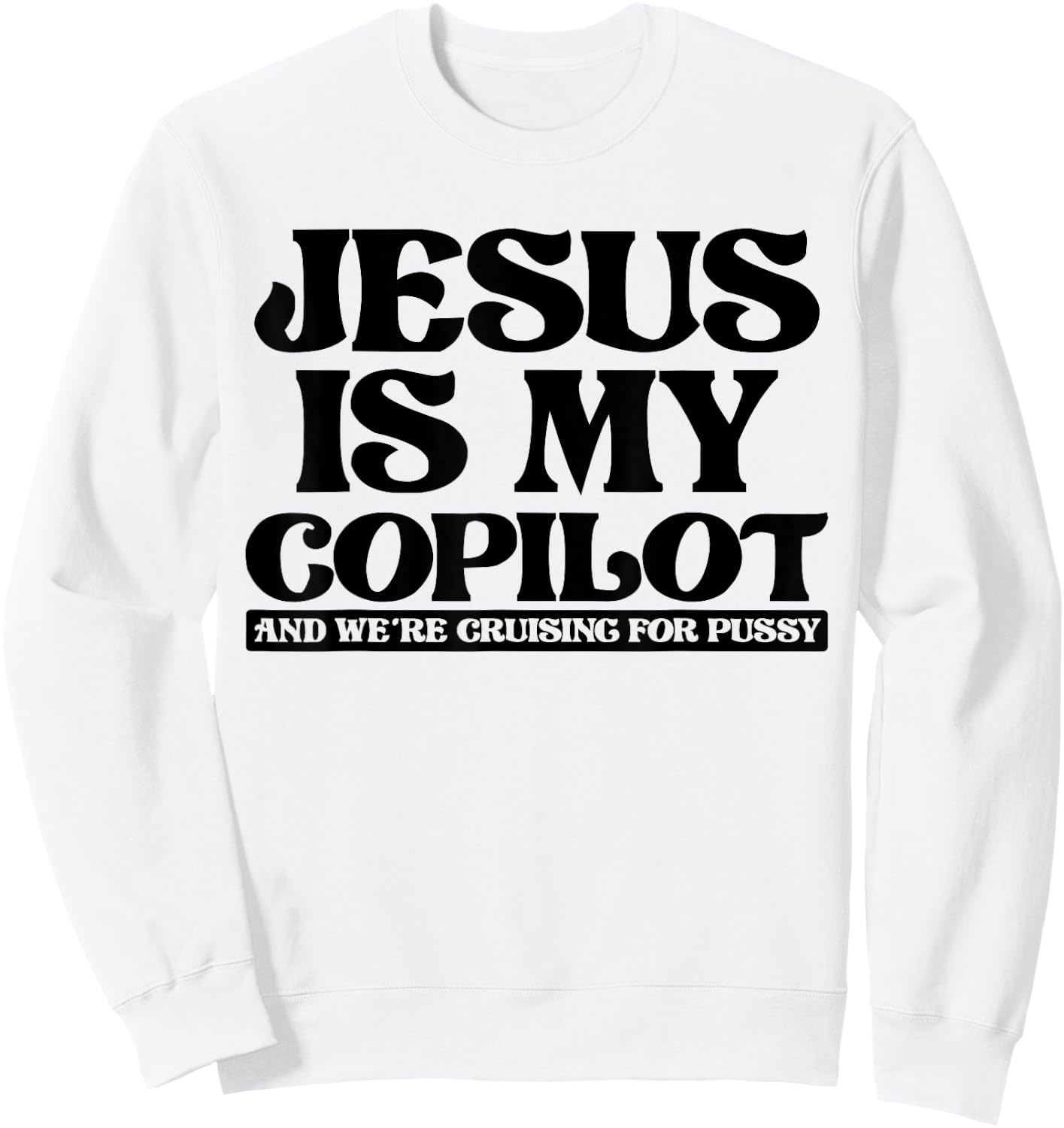 Jesus Is My Copilot and We're Cruising for Pussy Sweatshirt - Sweatshirt | White