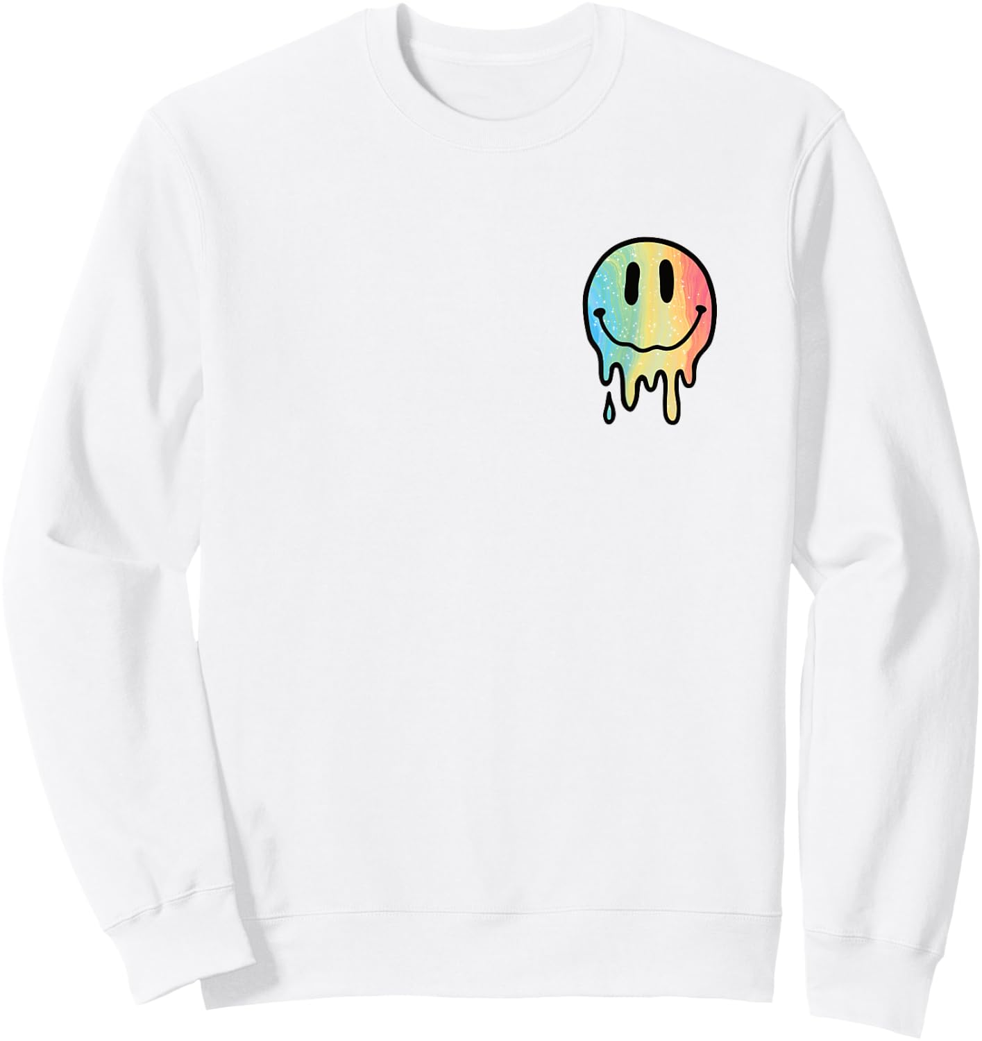 Melted Dripping Happy Face Rainbow Melting Smile Face Kids Sweatshirt - Sweatshirt | White