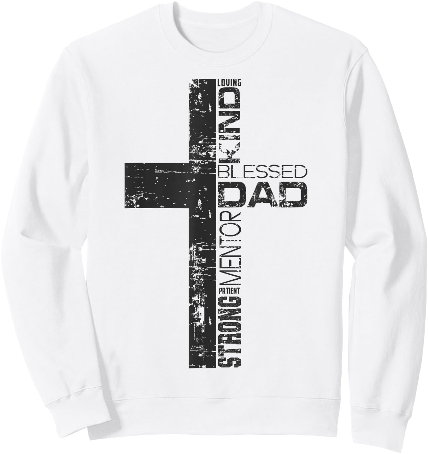 Blessed Dad Cross Christians Father's Day Christian Dad Sweatshirt - Sweatshirt | White