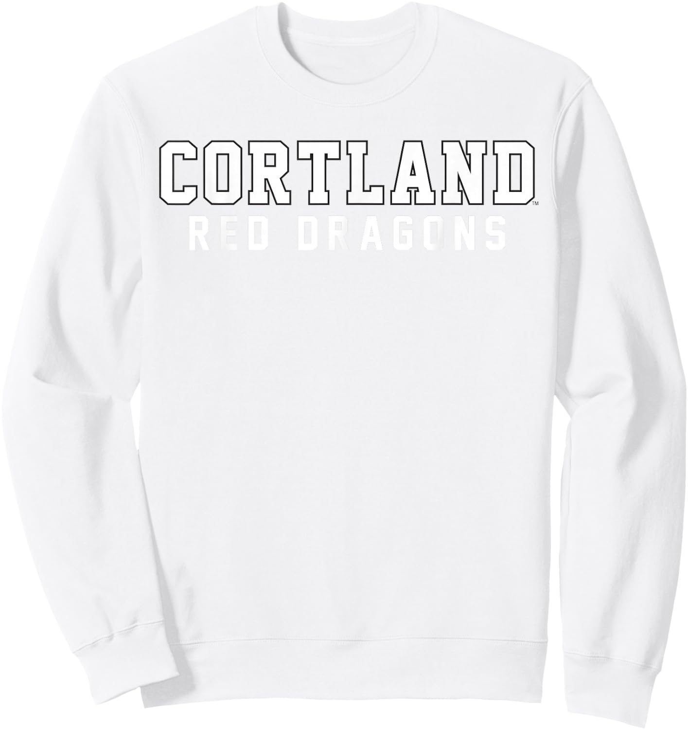 SUNY Cortland Red Dragons Classic Stacked Collegiate Text Sweatshirt - Sweatshirt | White