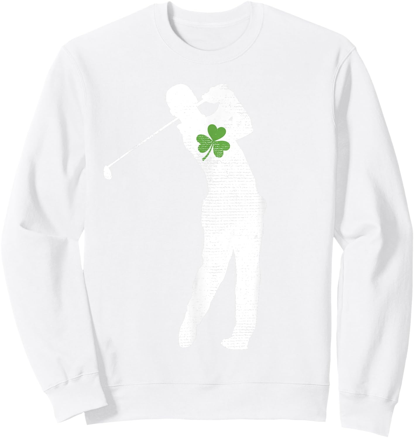 Golf Lovers Green Shamrock Leaf St Patricks Day Sweatshirt - Sweatshirt | White