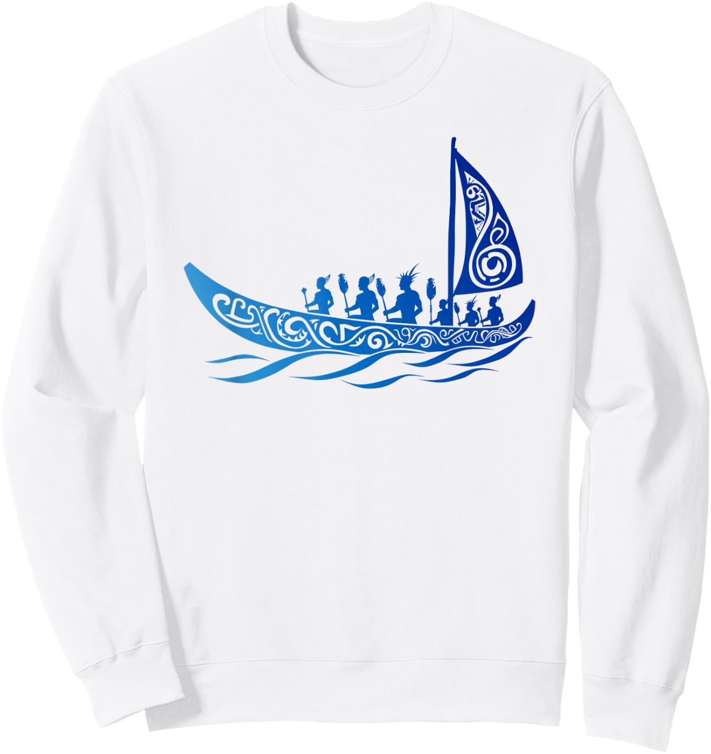 Tribal Hawaiian Outrigger Canoe Shirt - Hawaiian Tribal Sweatshirt - Sweatshirt | White
