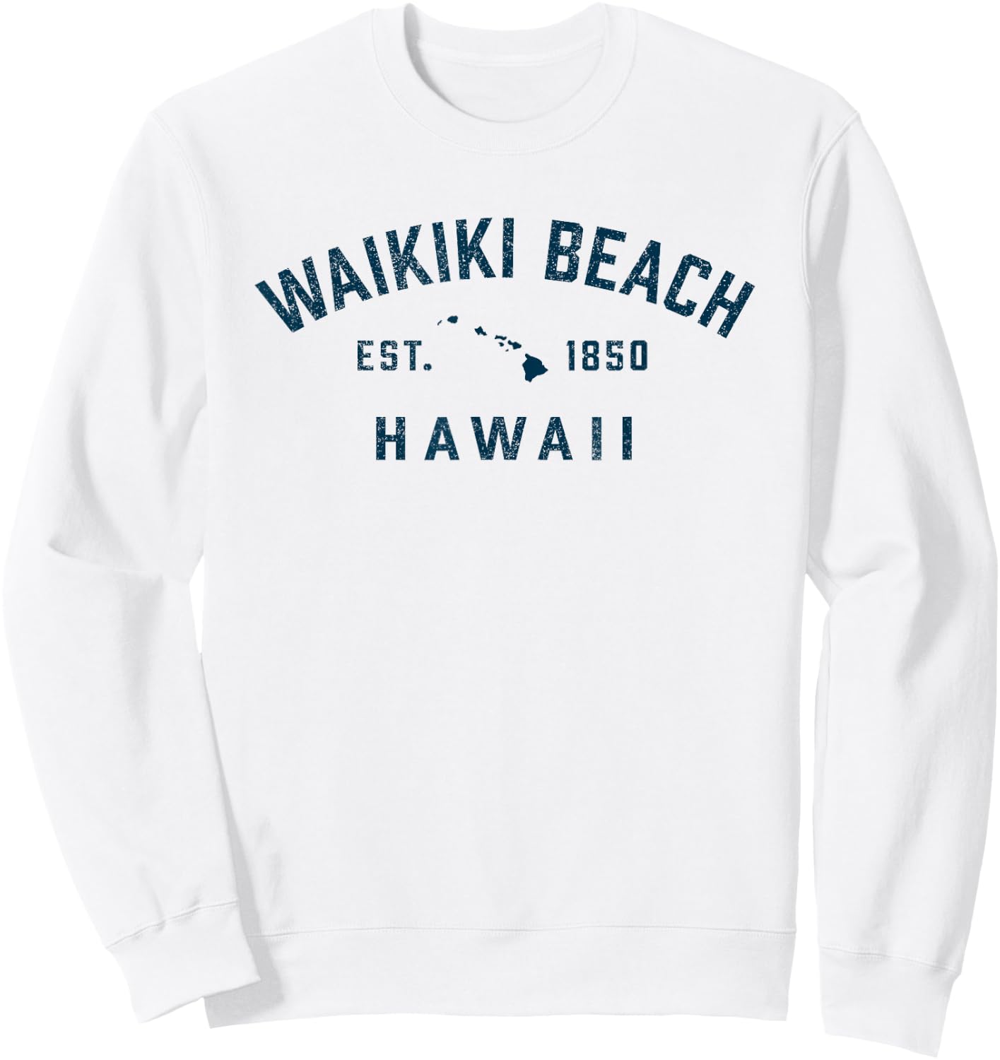 Vintage Waikiki Beach Hawaii Throwback Retro Souvenir Sweatshirt - Sweatshirt | White