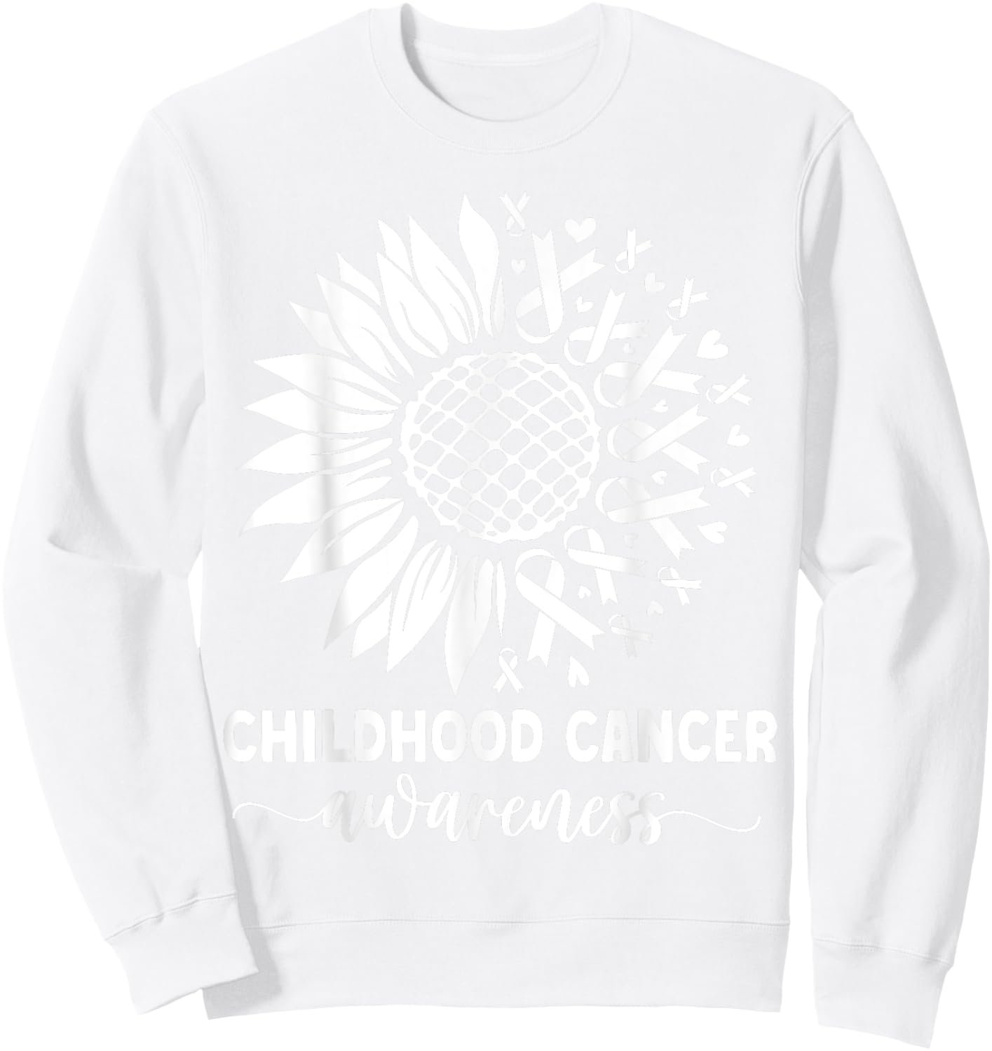 Childhood Cancer awareness Sunflower yellow childhood cancer Sweatshirt - Sweatshirt | White