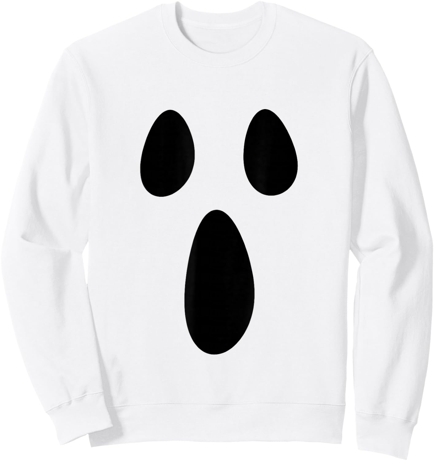 Ghost Silly Face Spooky Halloween Ghoul Face Easy Costume Sweatshirt - Sweatshirt | White