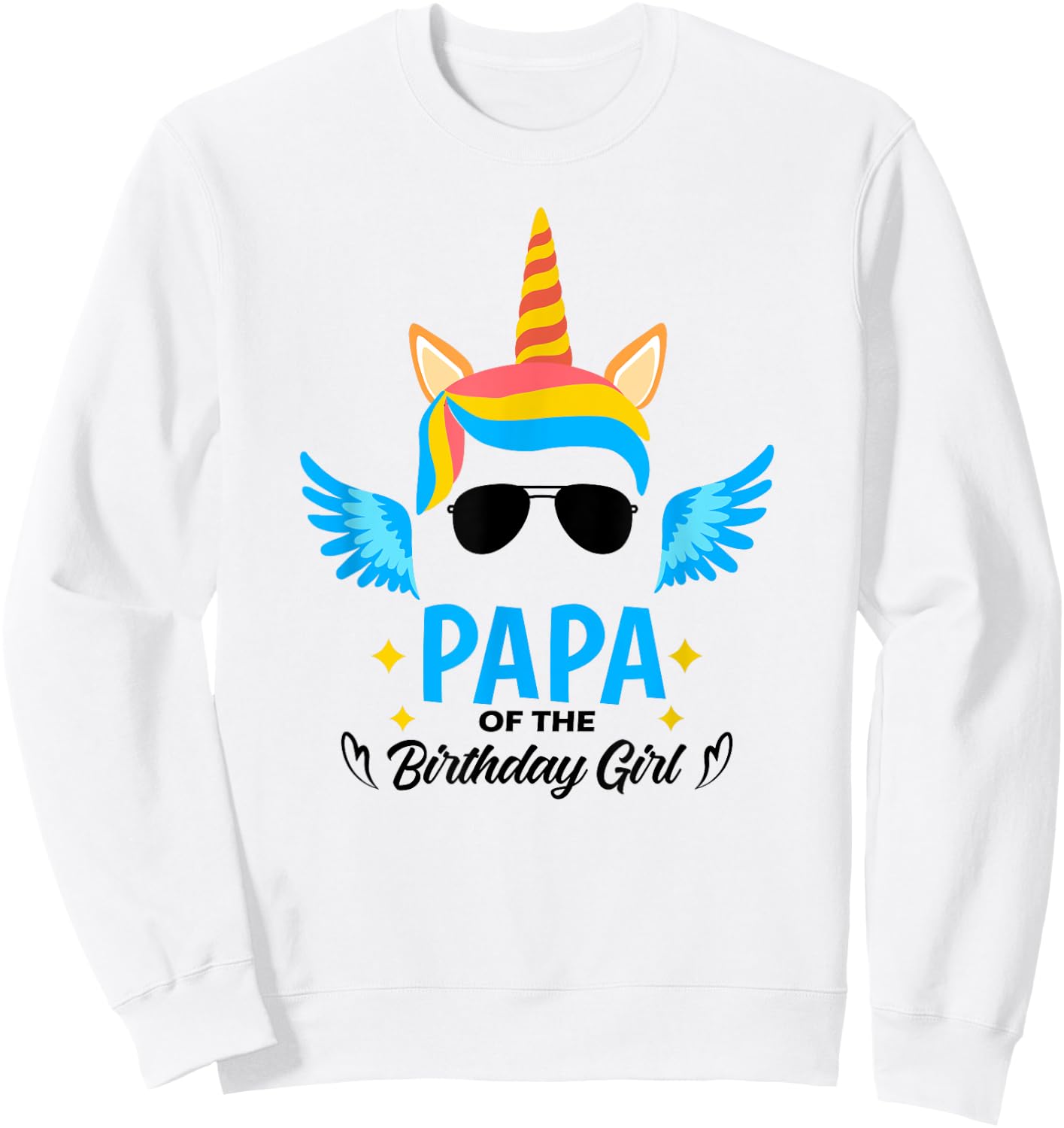 Papa of The Birthday for Girl Father Unicorn First Birthday Sweatshirt - Sweatshirt | White