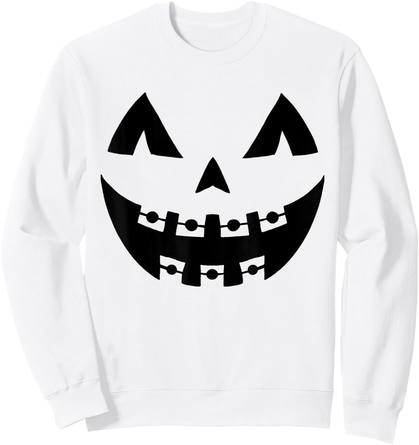 Halloween Jack O Lantern Face Pumpkin Braces Orthodontics Sweatshirt - Sweatshirt | White
