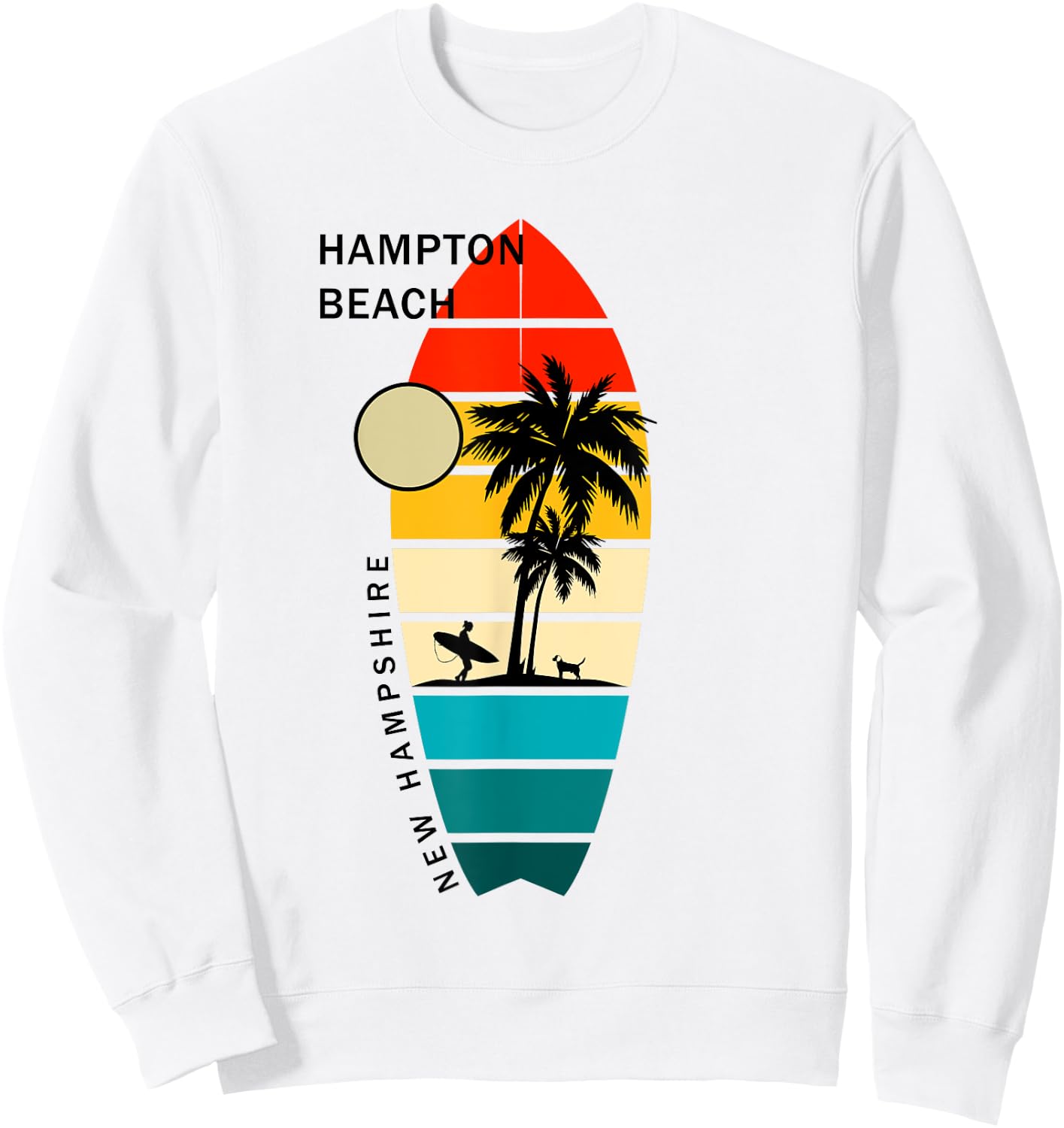 Retro Hampton Beach New Hampshire Surfboarders Surfers Sweatshirt - Sweatshirt | White