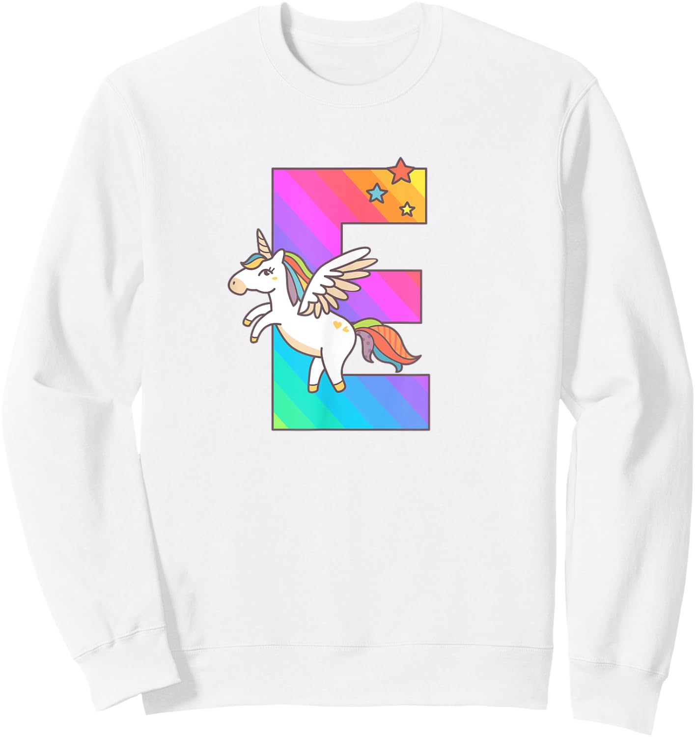 Unicorn Monogram Letter E Initial Cute Girls Birthday Gift Sweatshirt - Sweatshirt | White