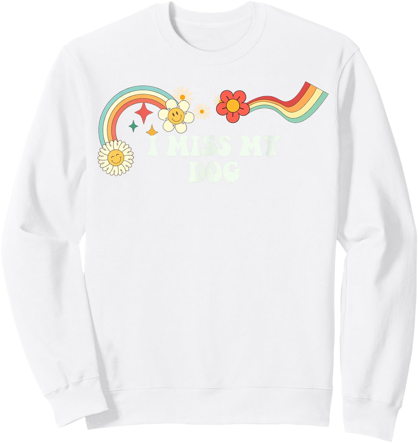 Groovy Funny I Miss My Dog Men Retro Sweatshirt - Sweatshirt | White