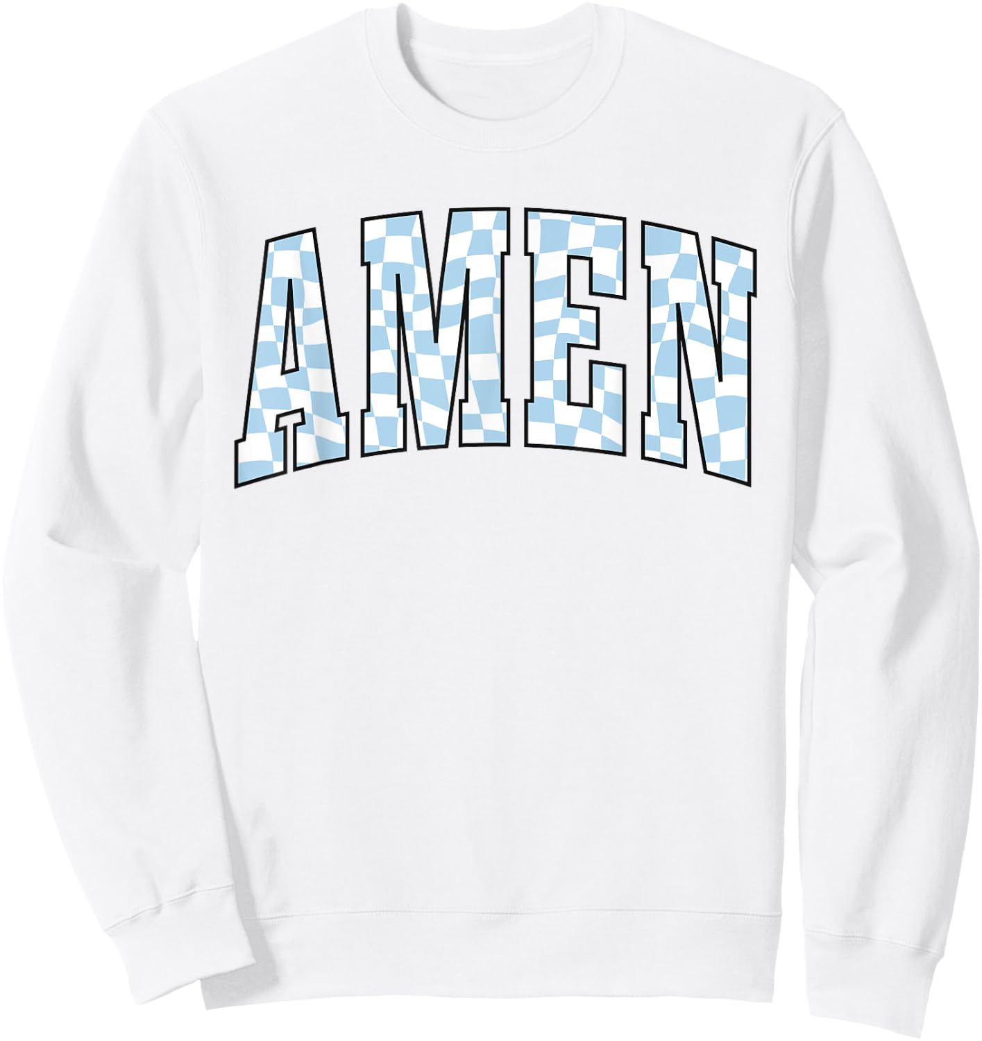 Amen Religious Checkerboard Christian Bible Verse Jesus Sweatshirt - Sweatshirt | White