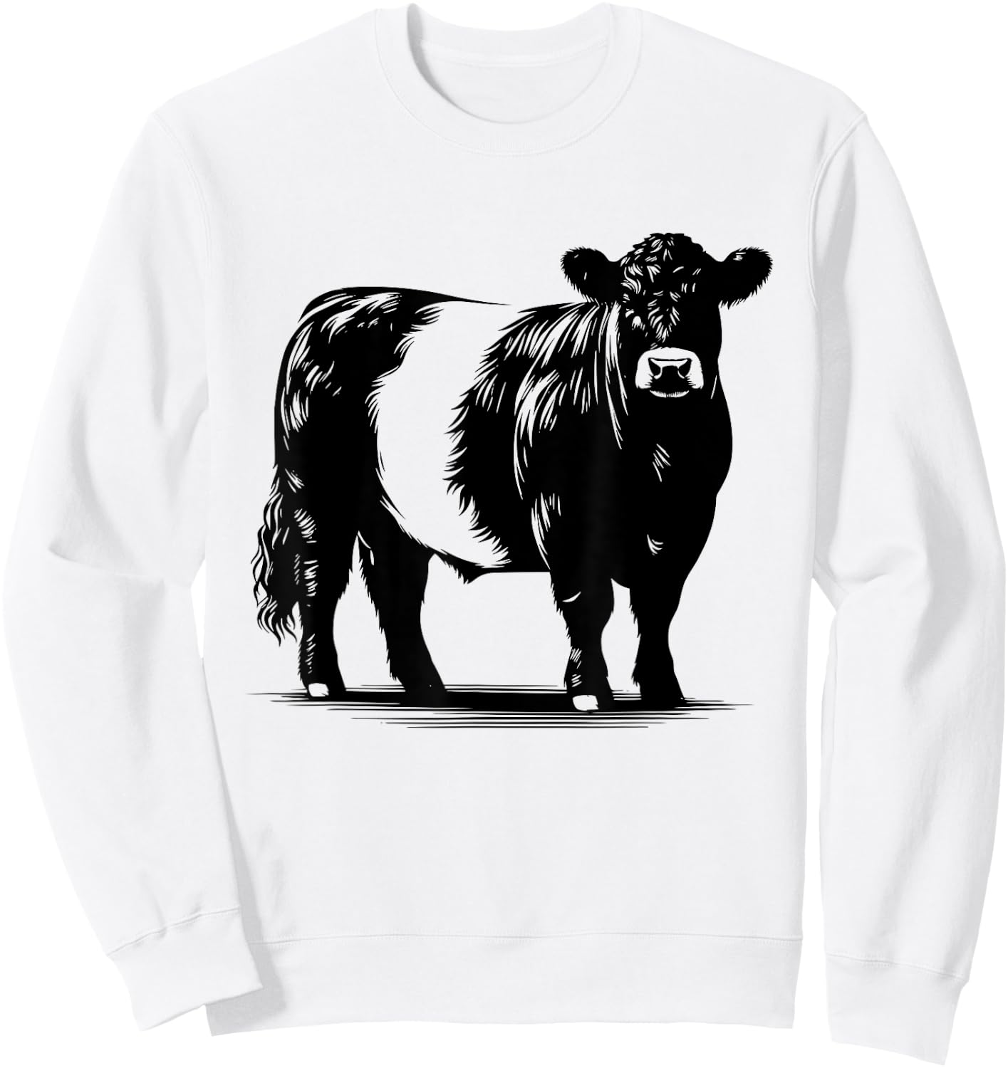 Cow Farmer Breeder - Monochromatic Belted Galloway Cattle Sweatshirt - Sweatshirt | White