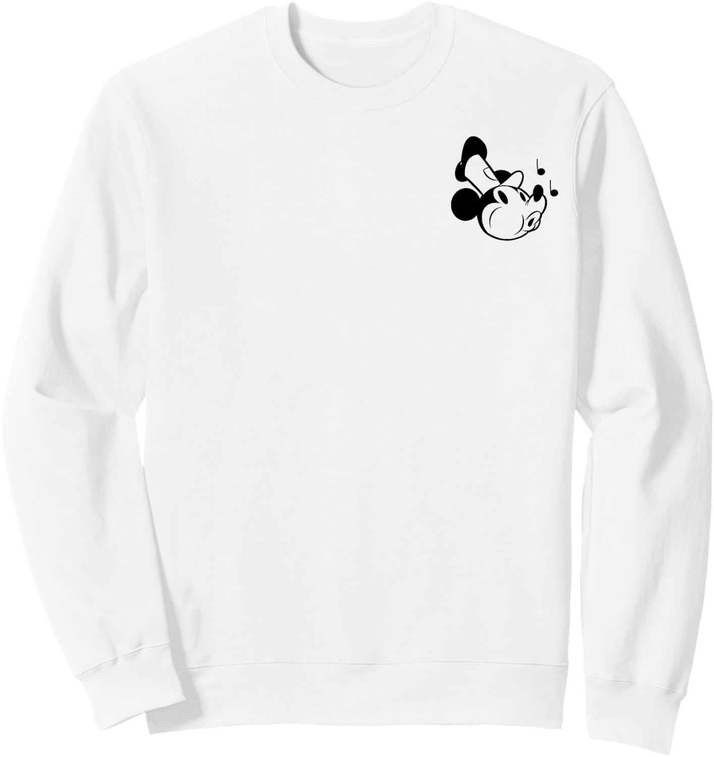 Disney Steamboat Willie Retro Mickey Small Chest Pocket Logo Sweatshirt - Sweatshirt | White