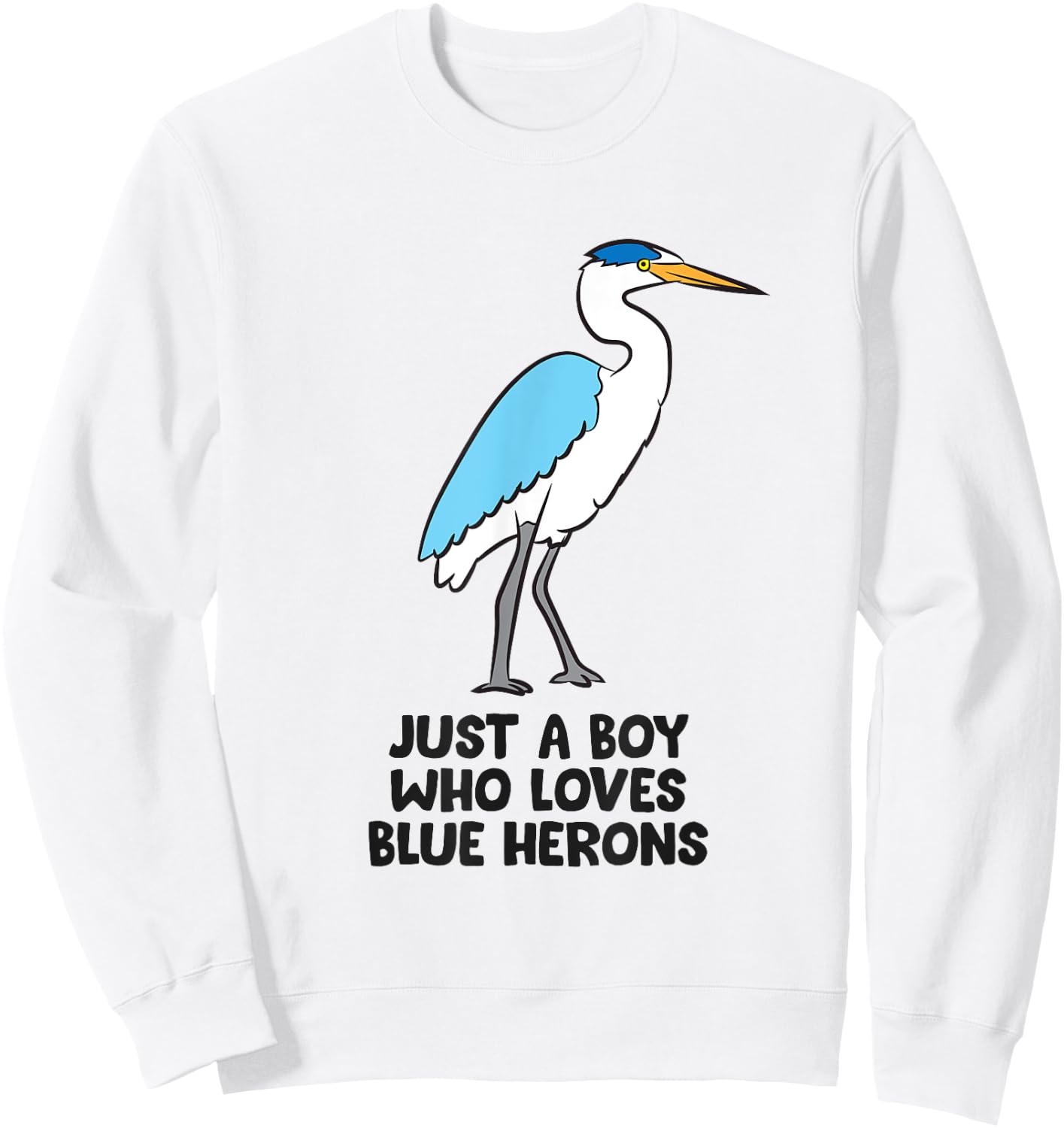 Just a Boy Who Loves Great Blue Heron Birds Sweatshirt - Sweatshirt | White