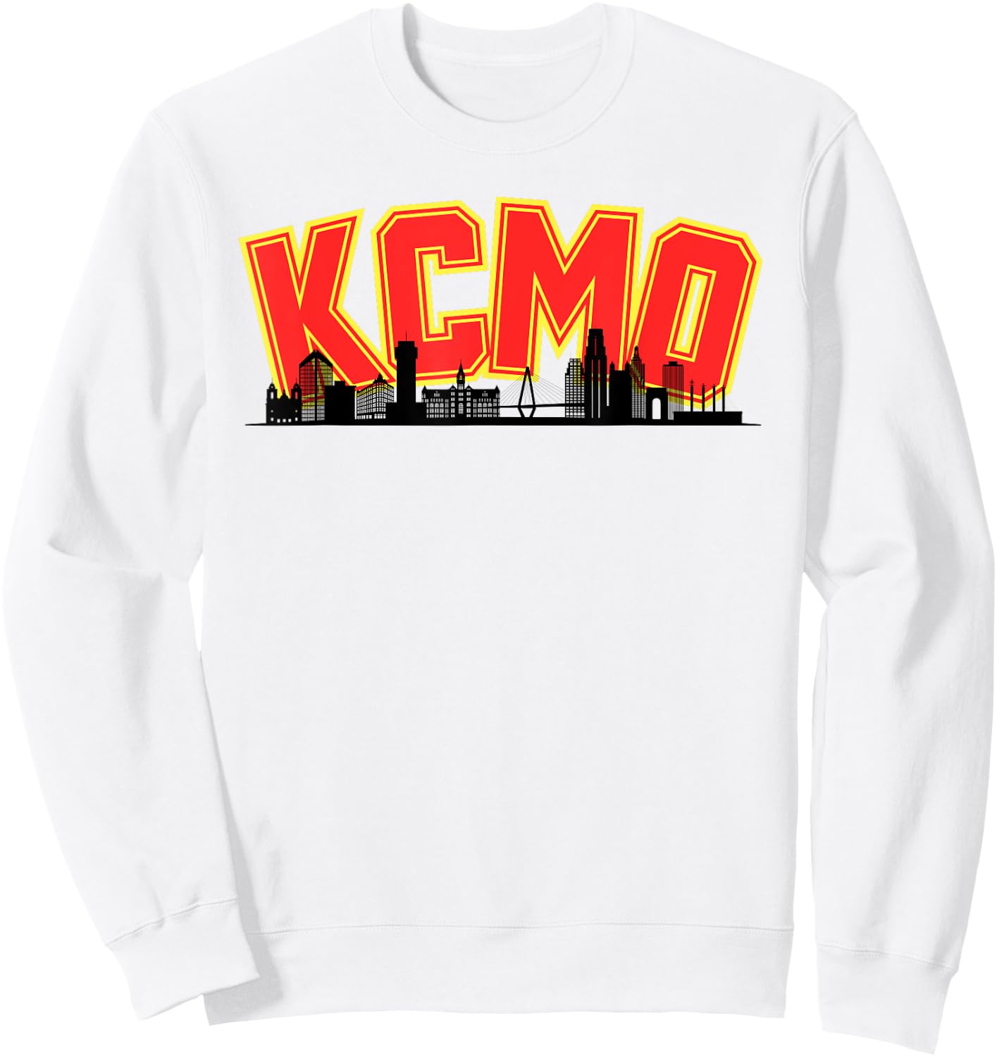 Kansas City Skyline Red Yellow KCMO Kingdom City Sky Design Sweatshirt - Sweatshirt | White