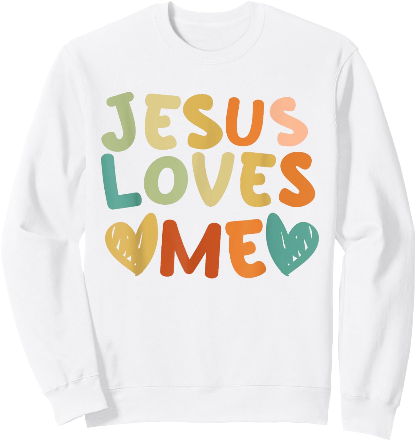Groovy Jesus Loves Me Biblical Christian Church Retro Sweatshirt - Sweatshirt | White