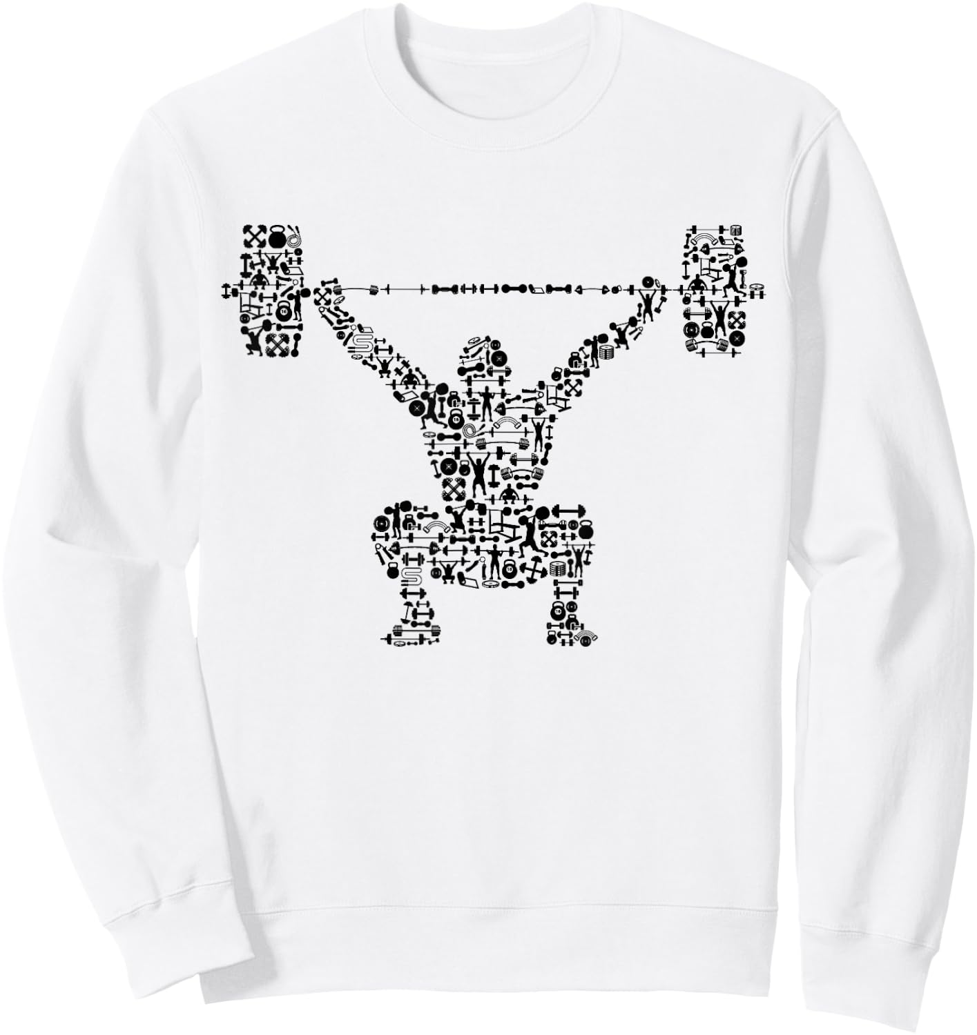 Shape Collage Gym Shirt | Bodybuilder Shirt | Weightlifting Sweatshirt - Sweatshirt | White