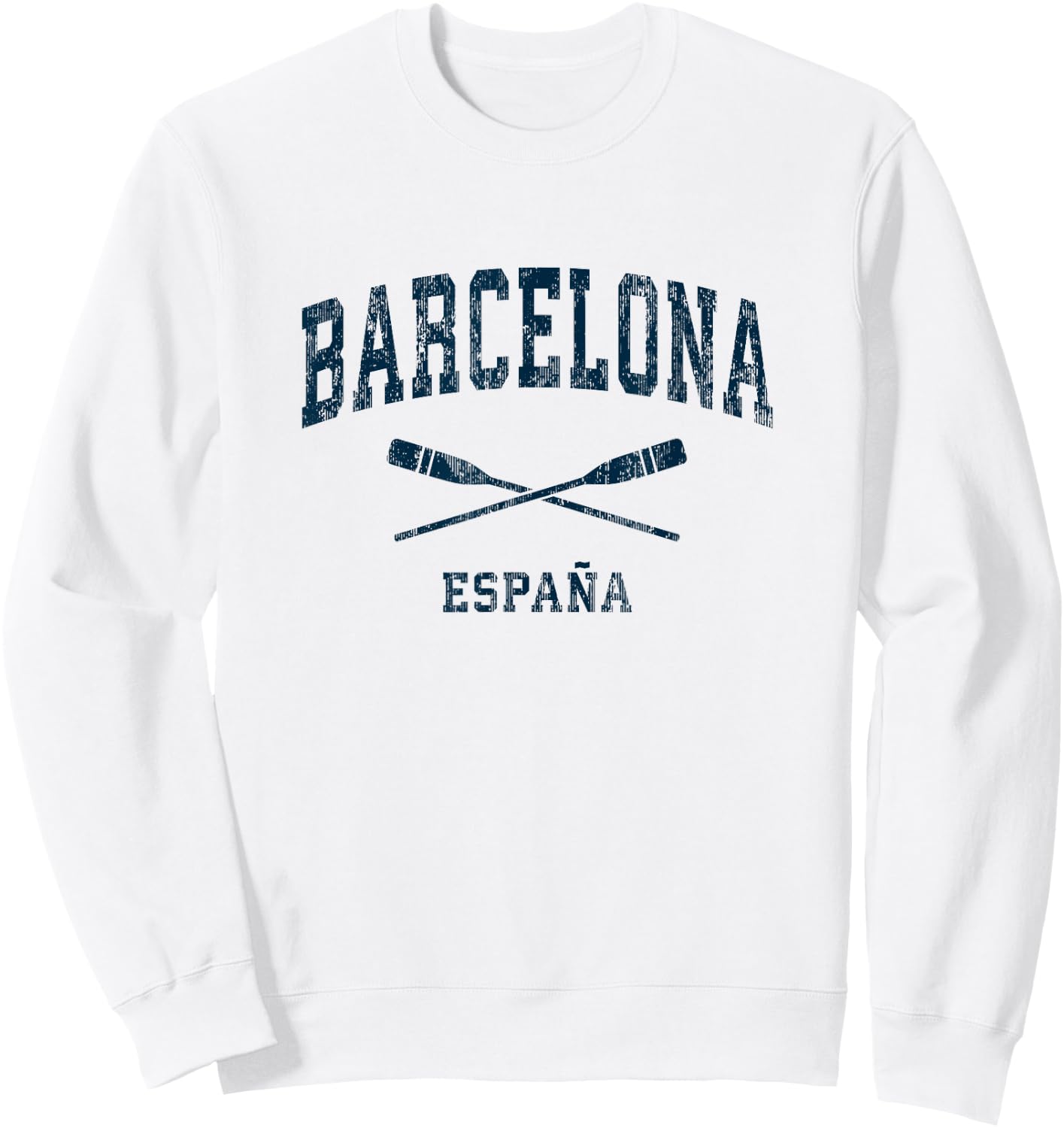 Barcelona Spain Vintage Nautical Paddles Sports Oars Sweatshirt - Sweatshirt | White
