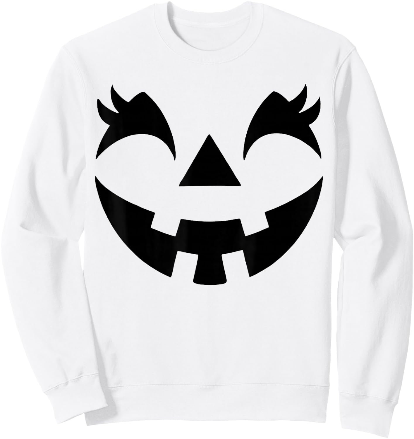 Jack O Lantern Face Pumpkin Eyelashes Hallowen Costume Funny Sweatshirt - Sweatshirt | White