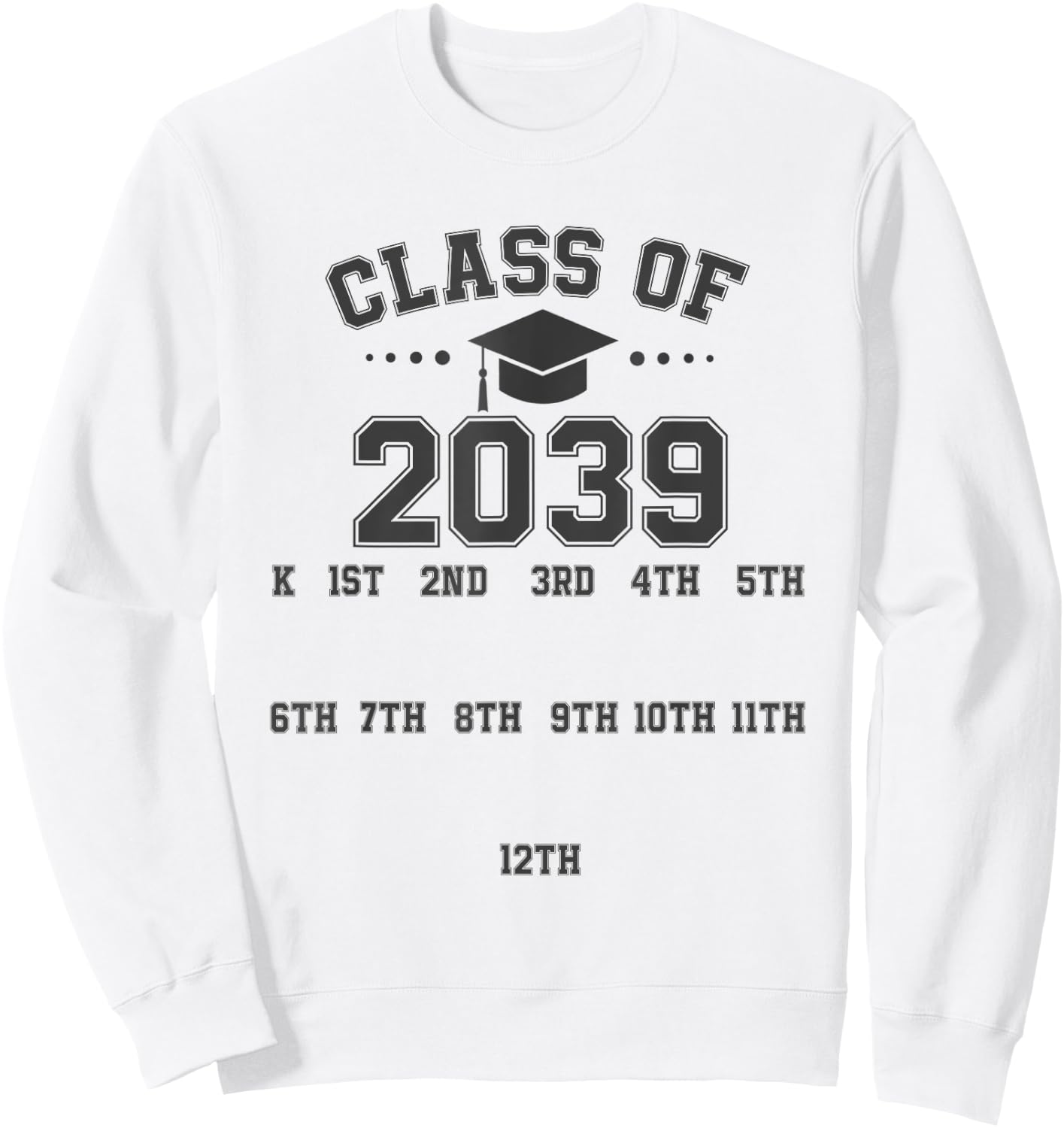 Class of 2039 Grow With Me Pre-k To 12th Grade Handprint Sweatshirt - Sweatshirt | White
