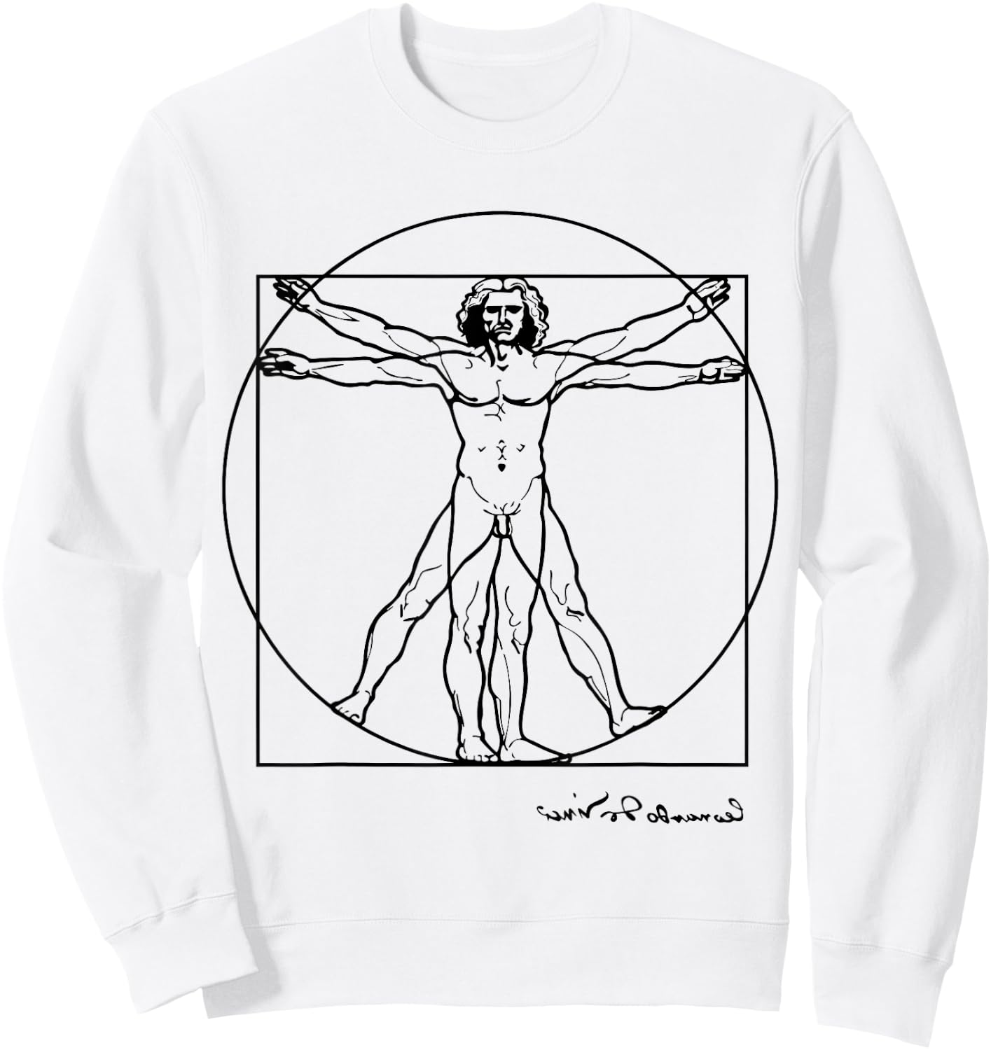 Leonardo Da Vinci The Vitruvian Man T Shirt, Artwork Sketch Sweatshirt - Sweatshirt | White