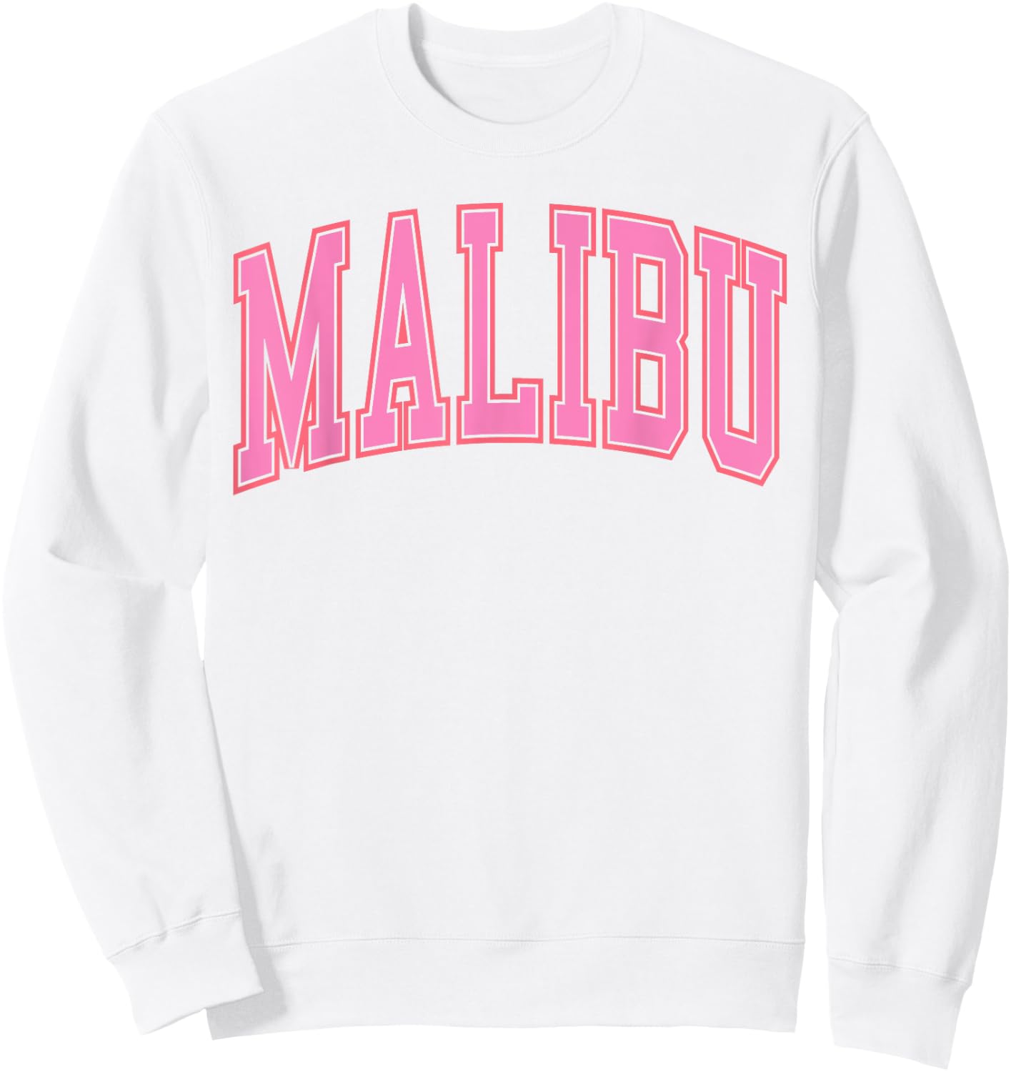 Preppy Varsity Pink Malibu California Teen Girls Sweatshirt - Sweatshirt | White