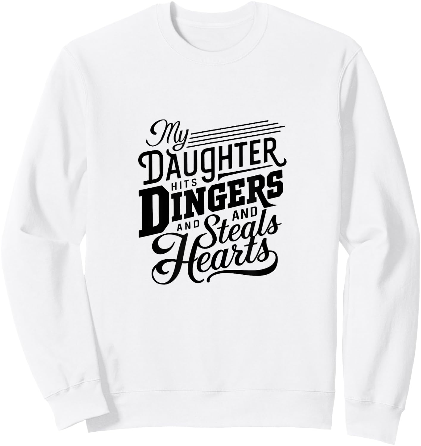 Softball Dad Daughter Hits Dingers Steals Hearts Cool Retro Sweatshirt - Sweatshirt | White