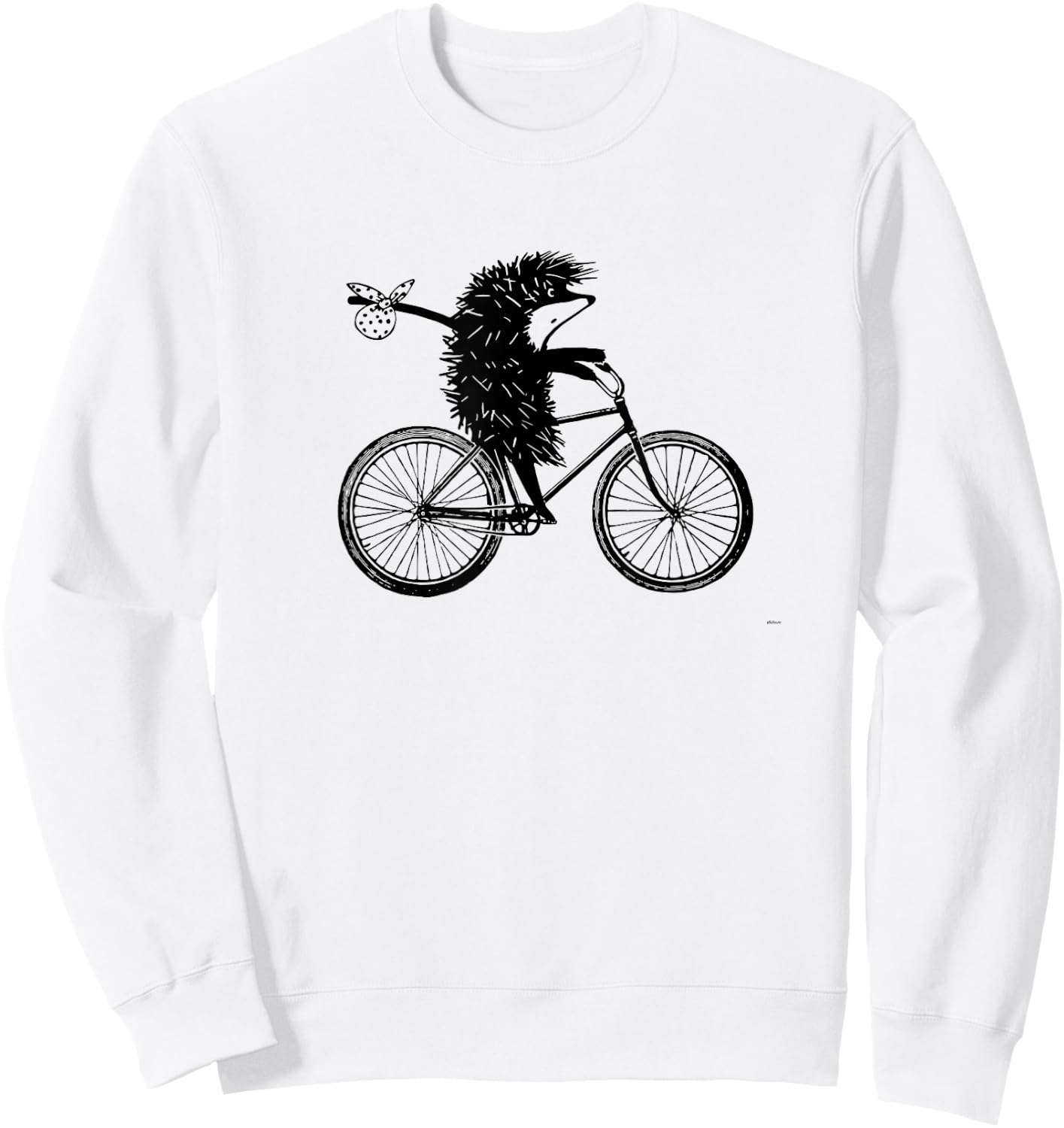 Hedgehog on the bicycle Funny Shirt / "ezhik v tumane" Sweatshirt - Sweatshirt | White