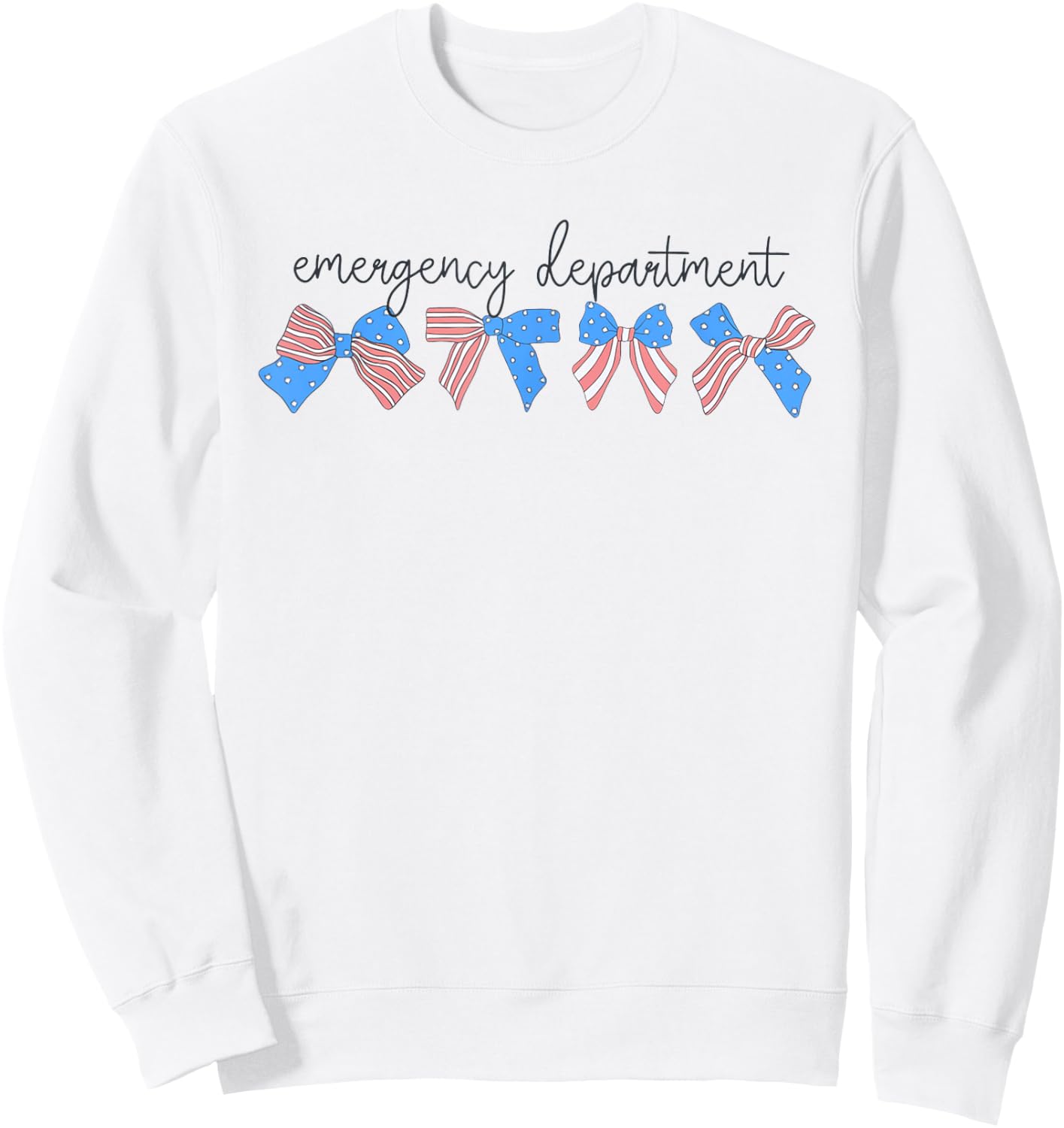 Fourth of July Emergency Department Coquette Bows ER Nurse Sweatshirt - Sweatshirt | White