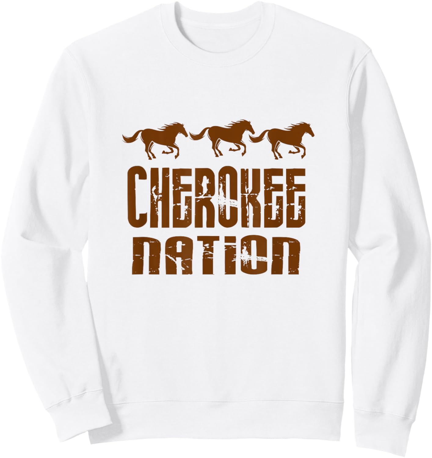 Cherokee Nation With Running Horses Sweatshirt - Sweatshirt | White