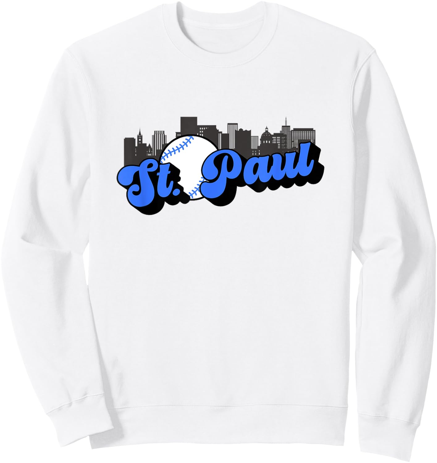 Saint Paul Baseball Vintage City Skyline Baseball Lover Sweatshirt - Sweatshirt | White