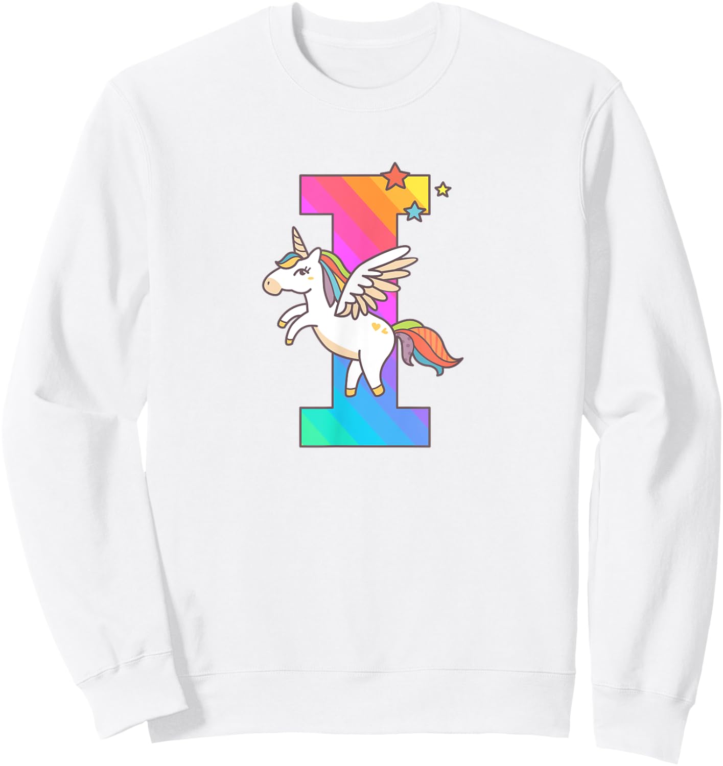 Unicorn Monogram Letter I Initial Cute Girls Birthday Gift Sweatshirt - Sweatshirt | White