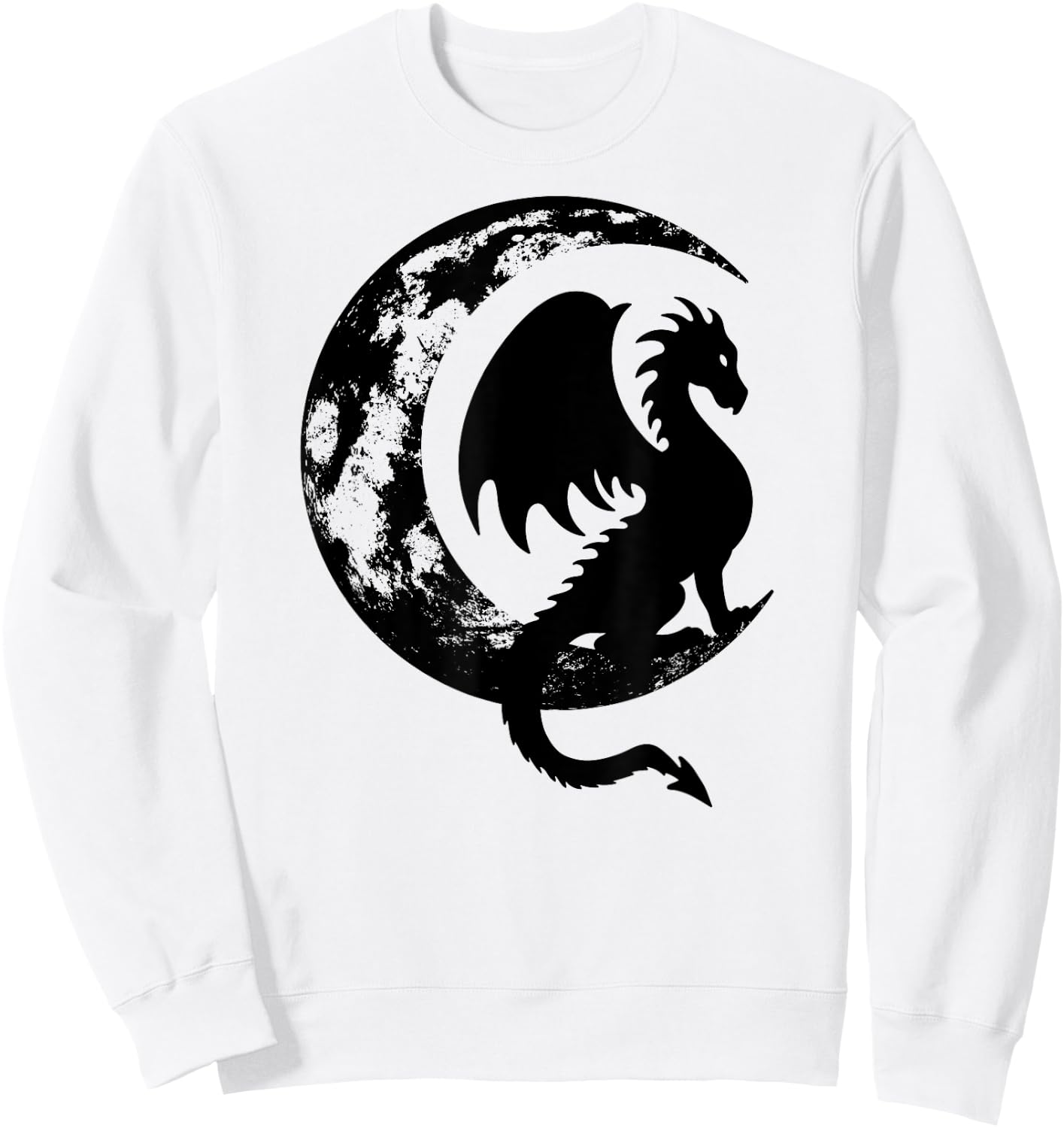 Dragon Sitting on Crescent Moon Sweatshirt - Sweatshirt | White