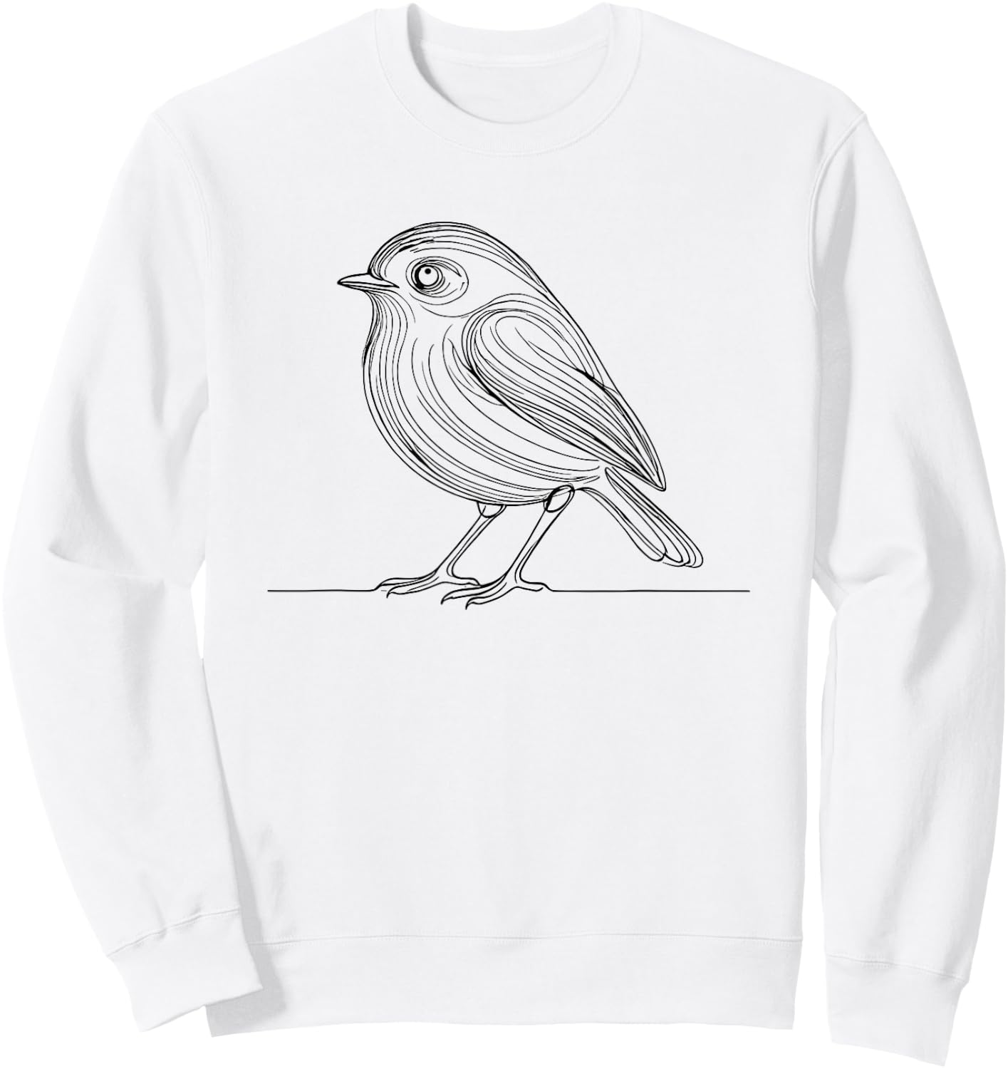 Line Art American Robin Bird Sweatshirt - Sweatshirt | White