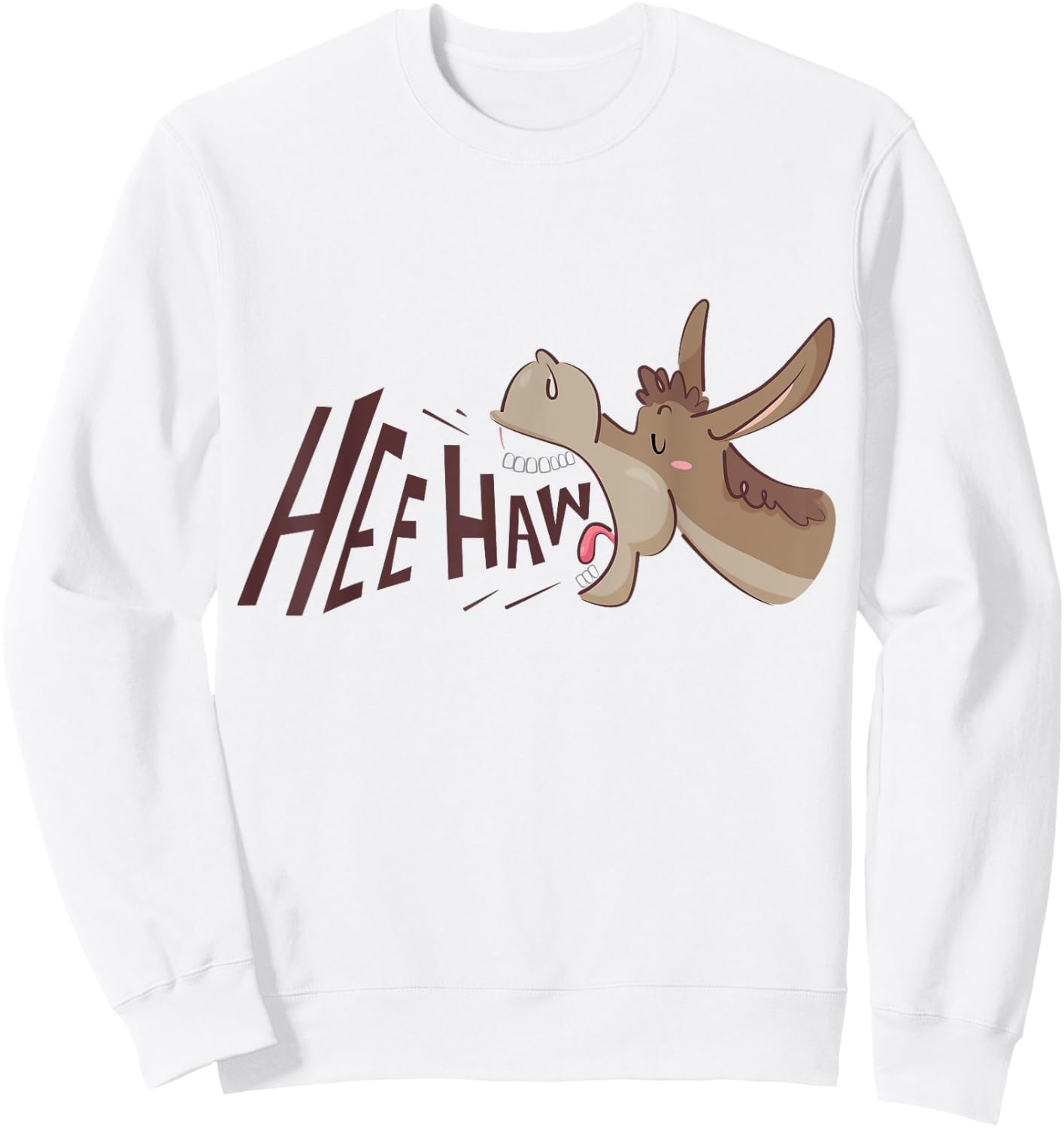 Funny Hee Haw Donkey Braying Cartoon Sweatshirt - Sweatshirt | White
